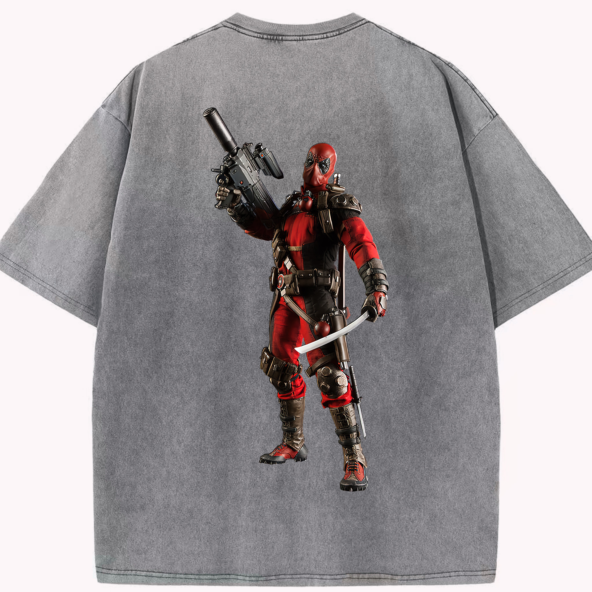 （画像用） Deadpool デッドプール 綿100% ヴィンテージ風 半袖Tシャツ（背面プリント）