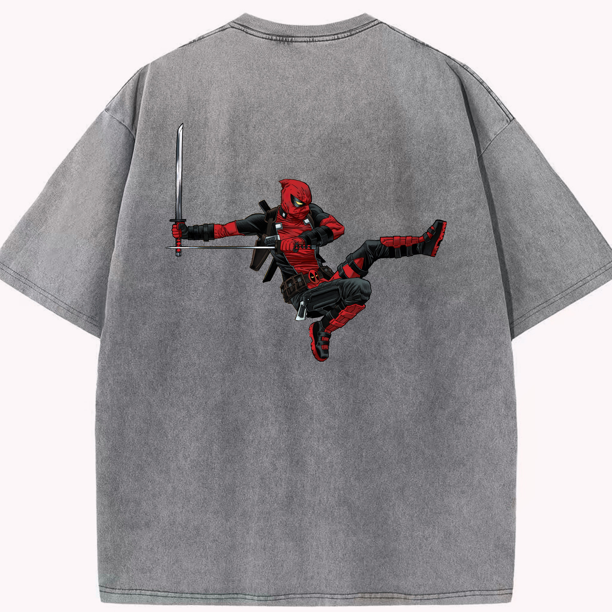 （画像用） Deadpool デッドプール 綿100% ヴィンテージ風 半袖Tシャツ（背面プリント）