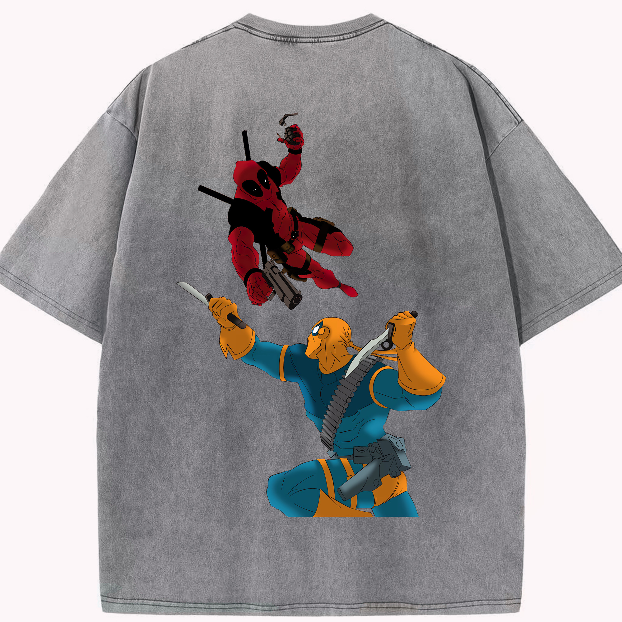 （画像用） Deadpool デッドプール 綿100% ヴィンテージ風 半袖Tシャツ（背面プリント）