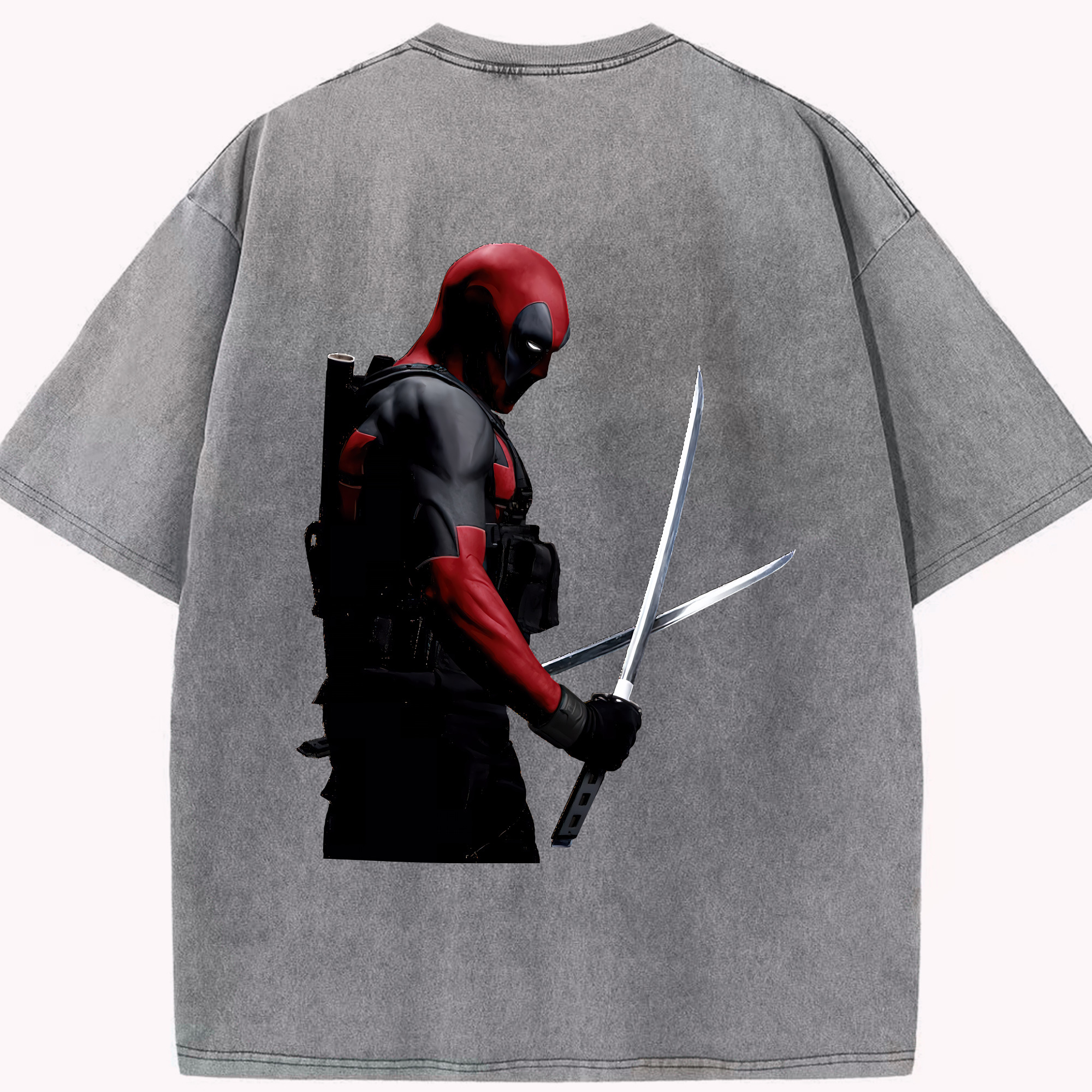 （画像用） Deadpool デッドプール 綿100% ヴィンテージ風 半袖Tシャツ（背面プリント）