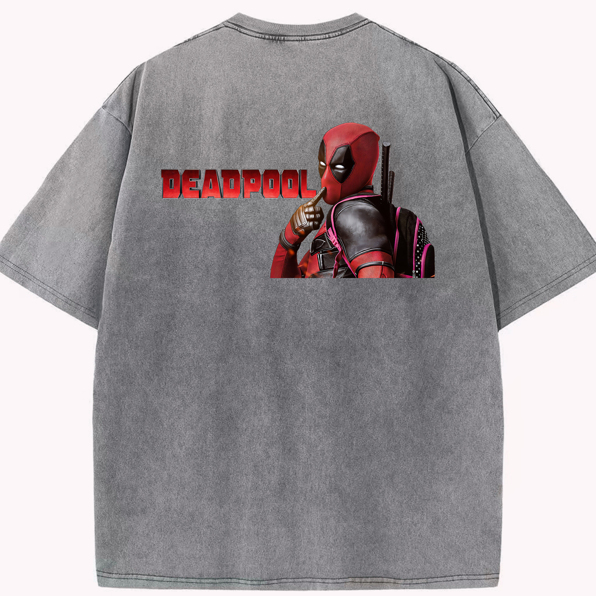 （画像用） Deadpool デッドプール 綿100% ヴィンテージ風 半袖Tシャツ（背面プリント）