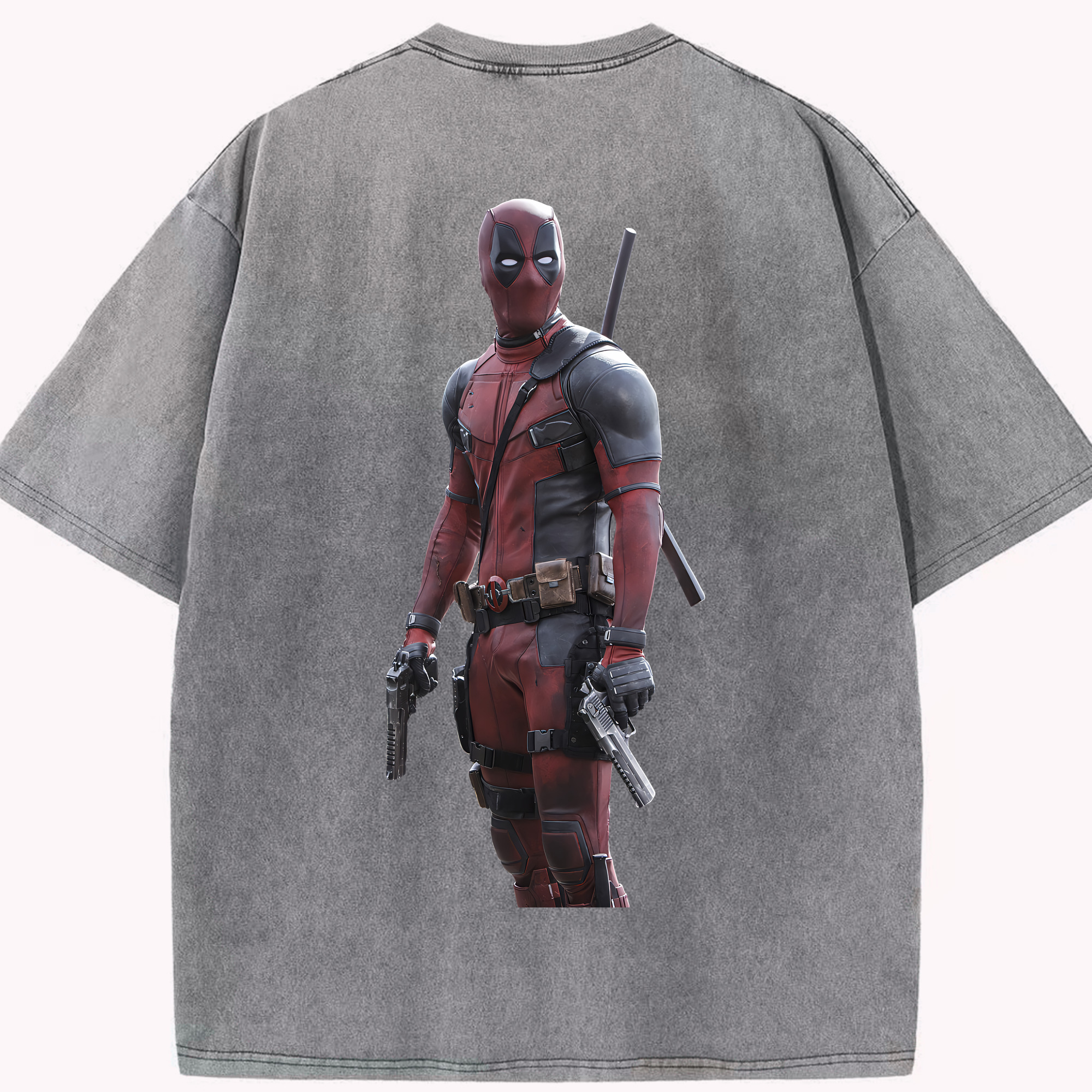 （画像用） Deadpool デッドプール 綿100% ヴィンテージ風 半袖Tシャツ（背面プリント）