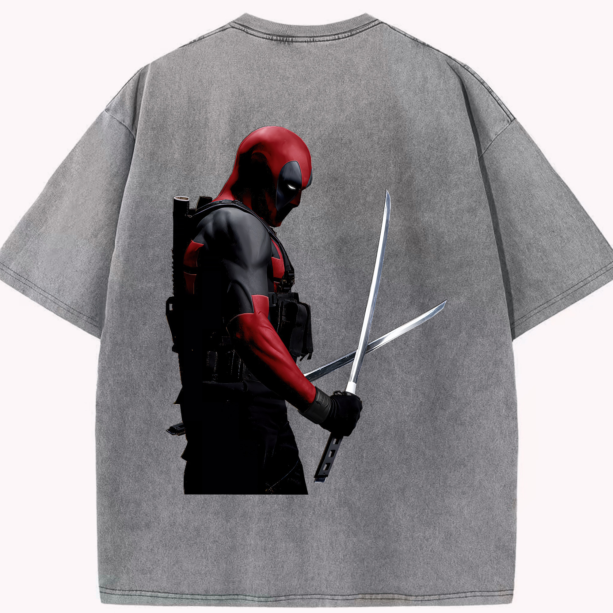 （画像用） Deadpool デッドプール 綿100% ヴィンテージ風 半袖Tシャツ（背面プリント）