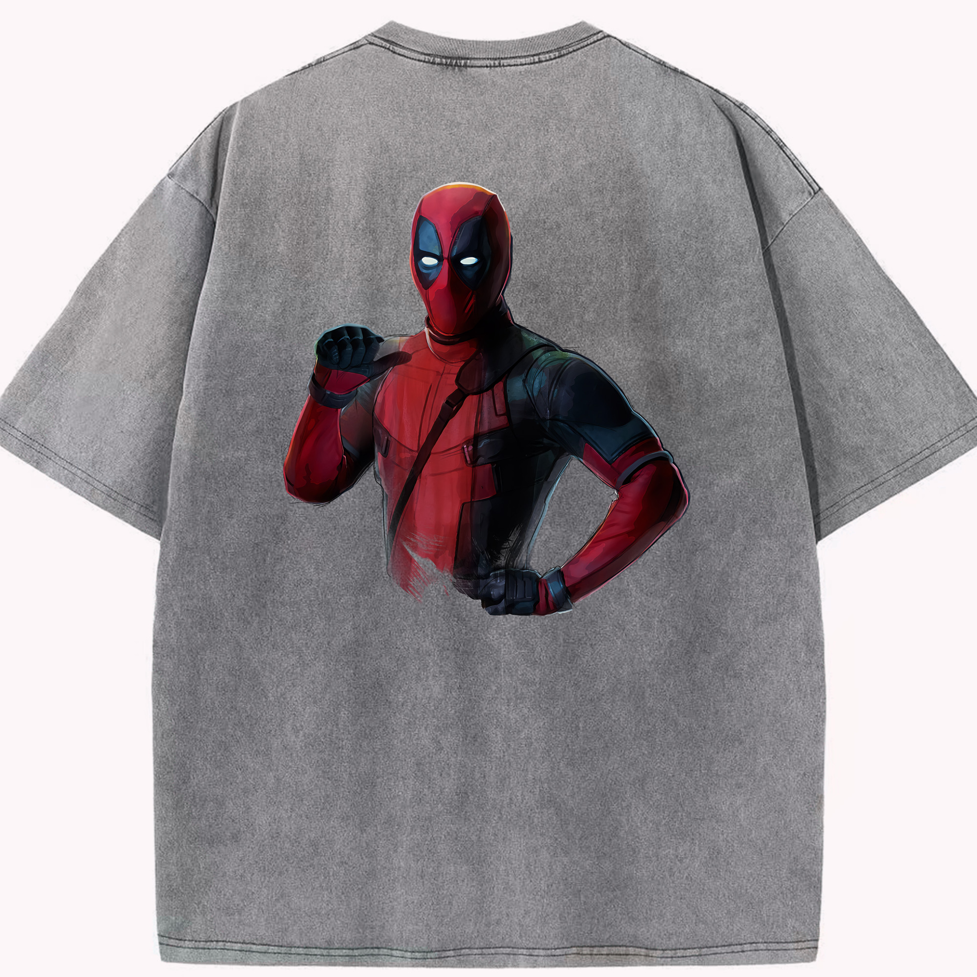 （画像用） Deadpool デッドプール 綿100% ヴィンテージ風 半袖Tシャツ（背面プリント）