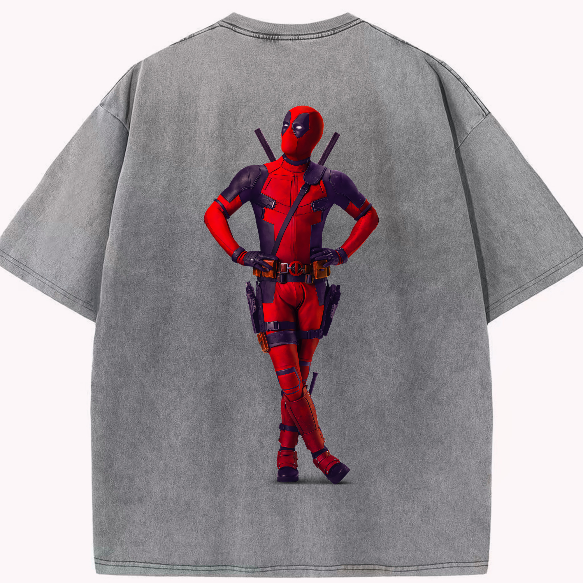 （画像用） Deadpool デッドプール 綿100% ヴィンテージ風 半袖Tシャツ（背面プリント）