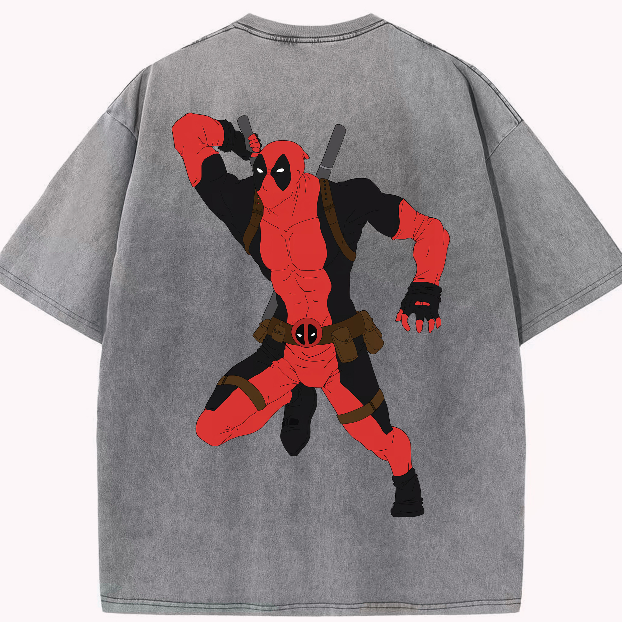 （画像用） Deadpool デッドプール 綿100% ヴィンテージ風 半袖Tシャツ（背面プリント）