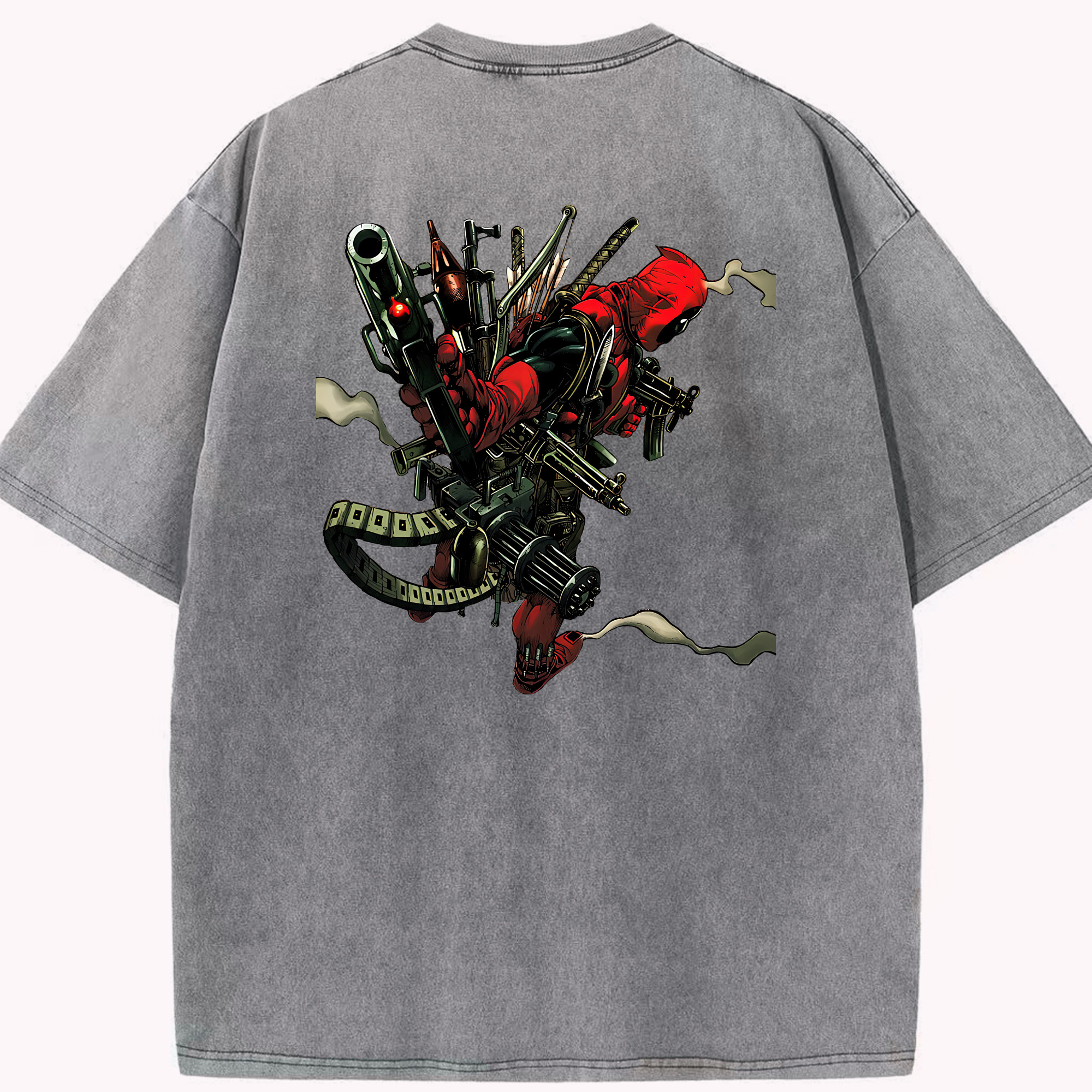 （画像用） Deadpool デッドプール 綿100% ヴィンテージ風 半袖Tシャツ（背面プリント）