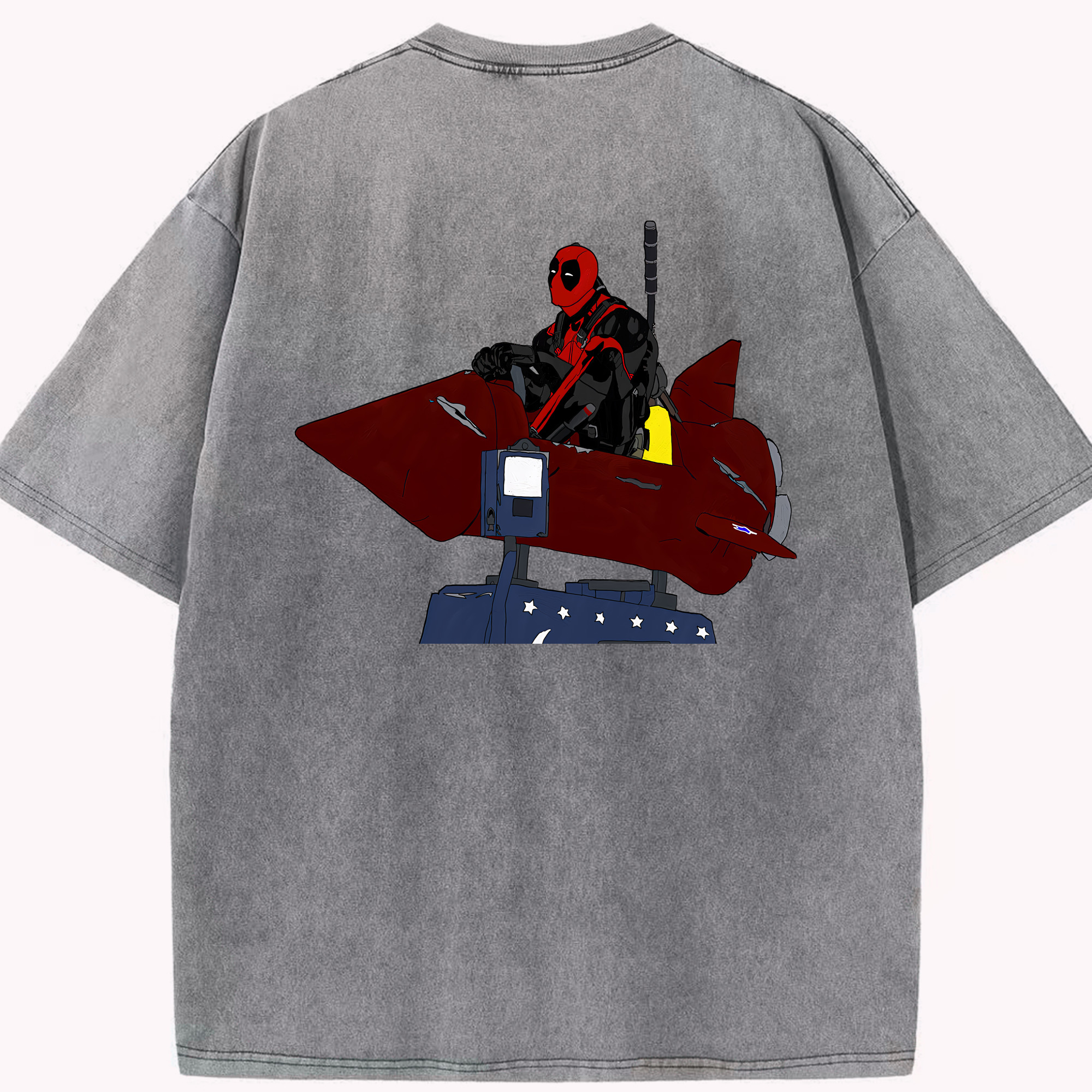 （画像用） Deadpool デッドプール 綿100% ヴィンテージ風 半袖Tシャツ（背面プリント）