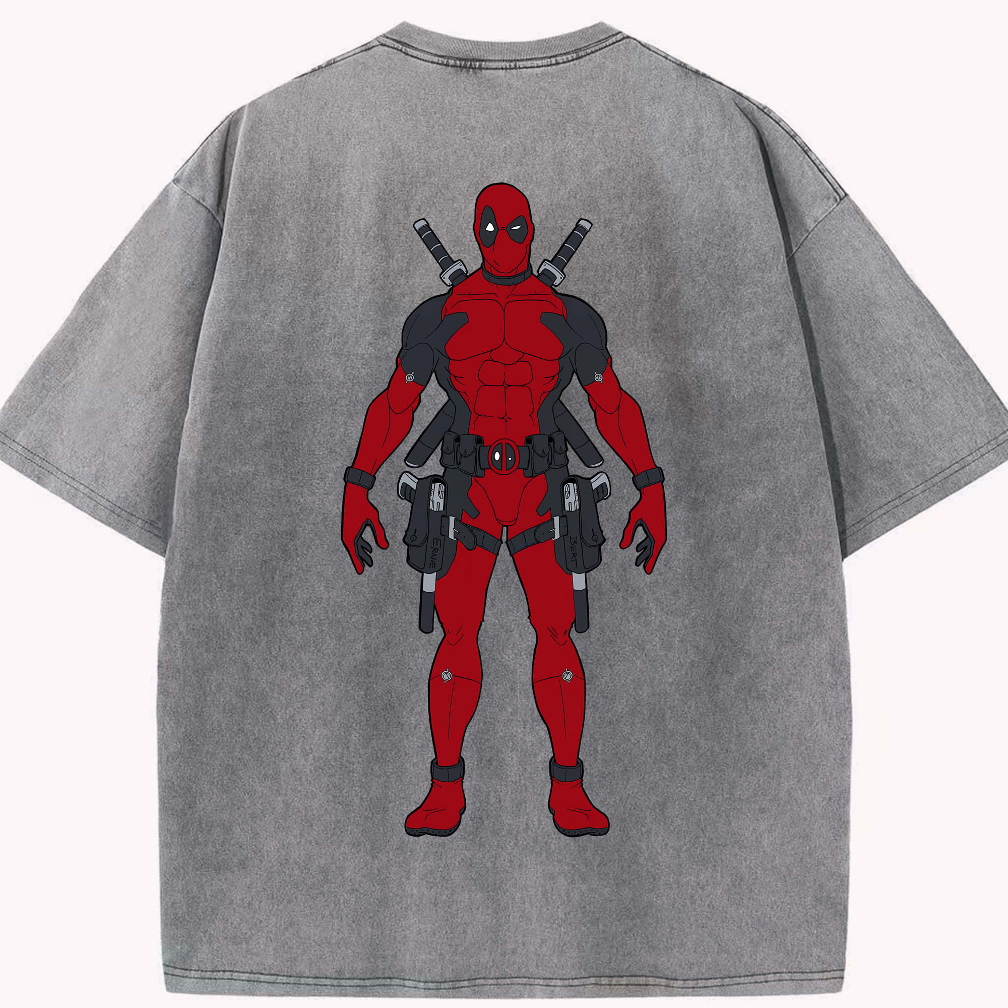 （画像用） Deadpool デッドプール 綿100% ヴィンテージ風 半袖Tシャツ（背面プリント）