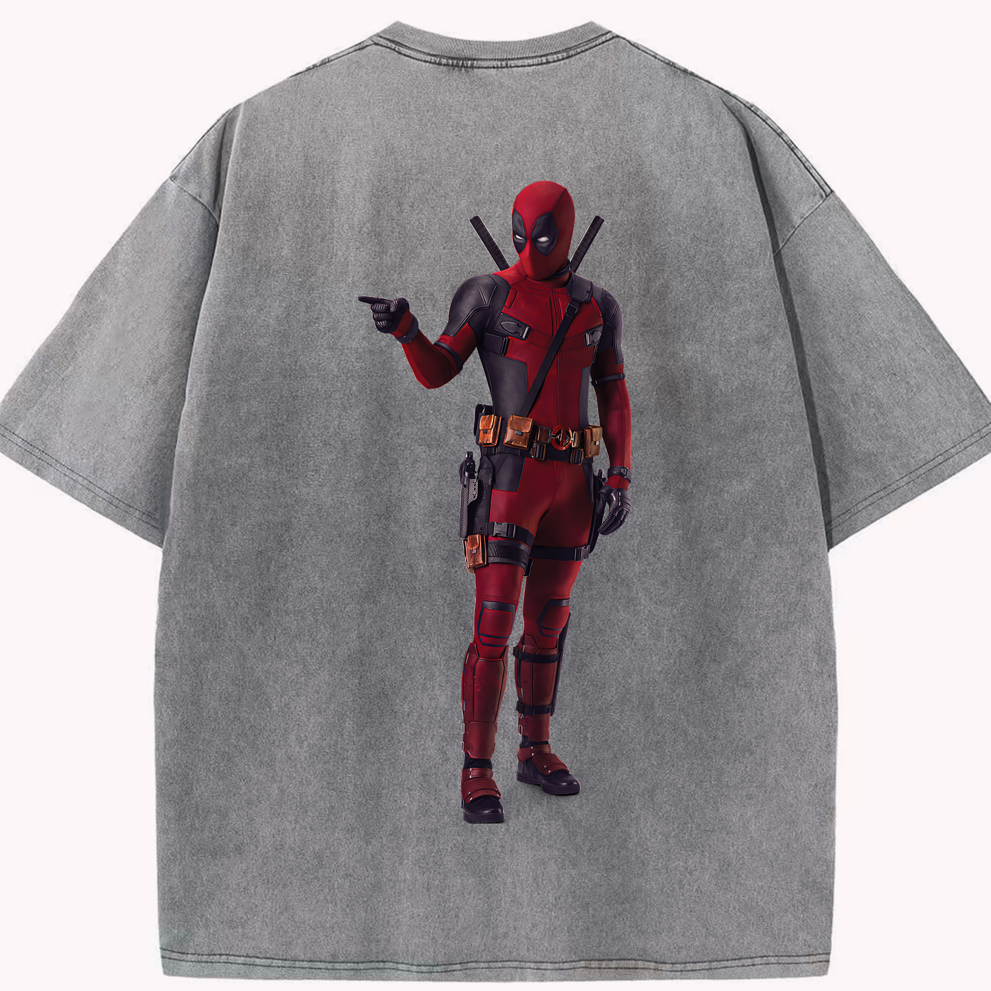 （画像用） Deadpool デッドプール 綿100% ヴィンテージ風 半袖Tシャツ（背面プリント）