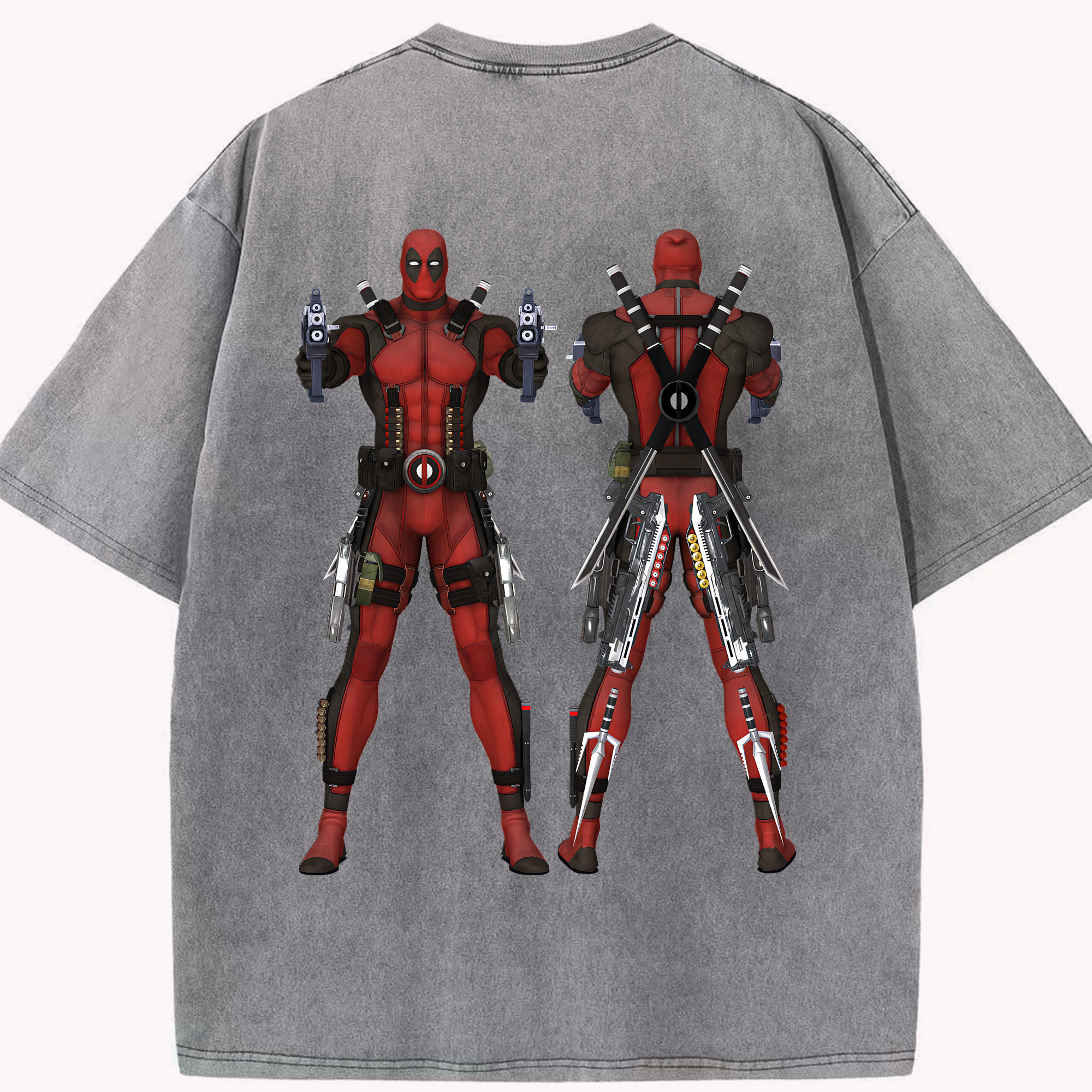 （画像用） Deadpool デッドプール 綿100% ヴィンテージ風 半袖Tシャツ（背面プリント）