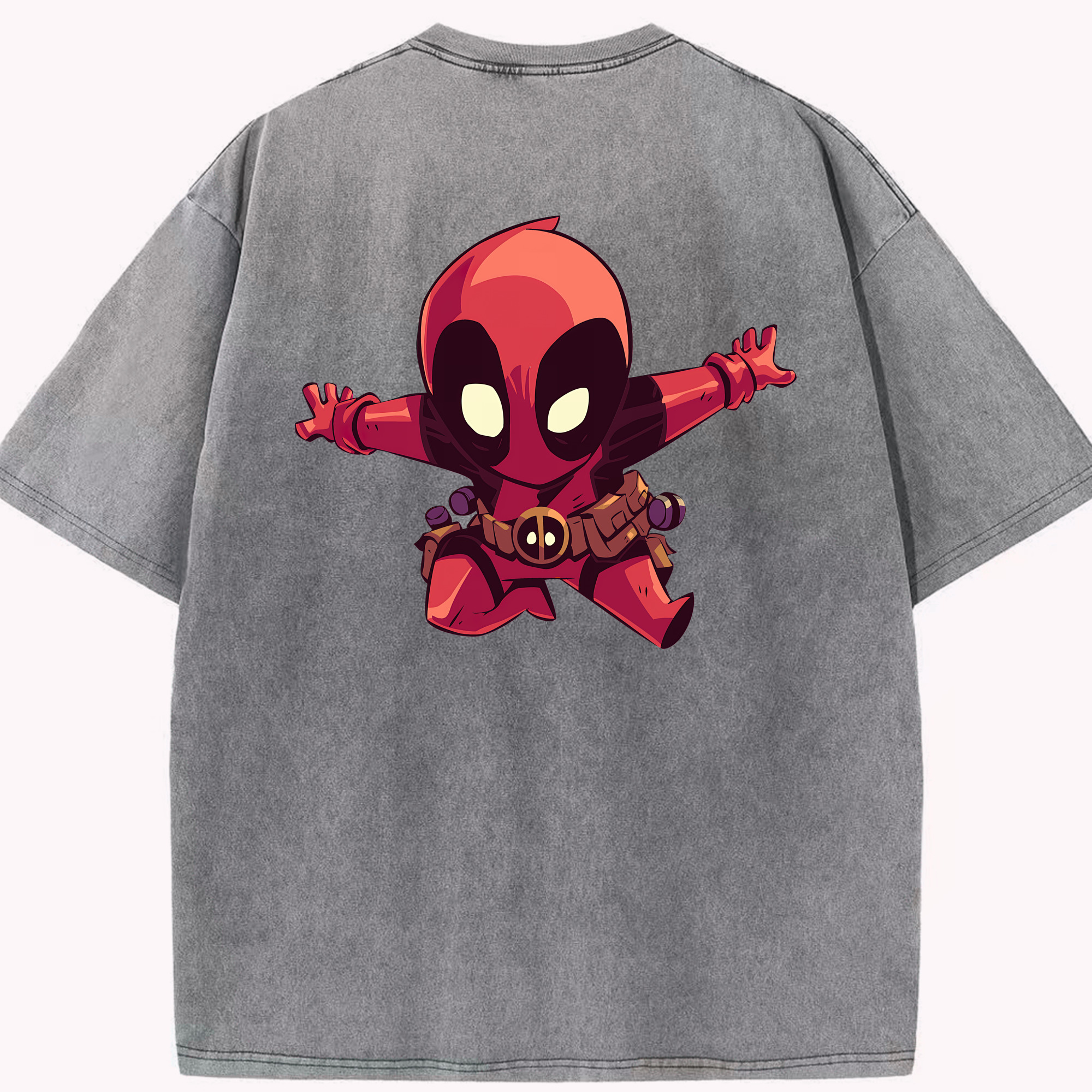 （画像用） Deadpool デッドプール 綿100% ヴィンテージ風 半袖Tシャツ（背面プリント）