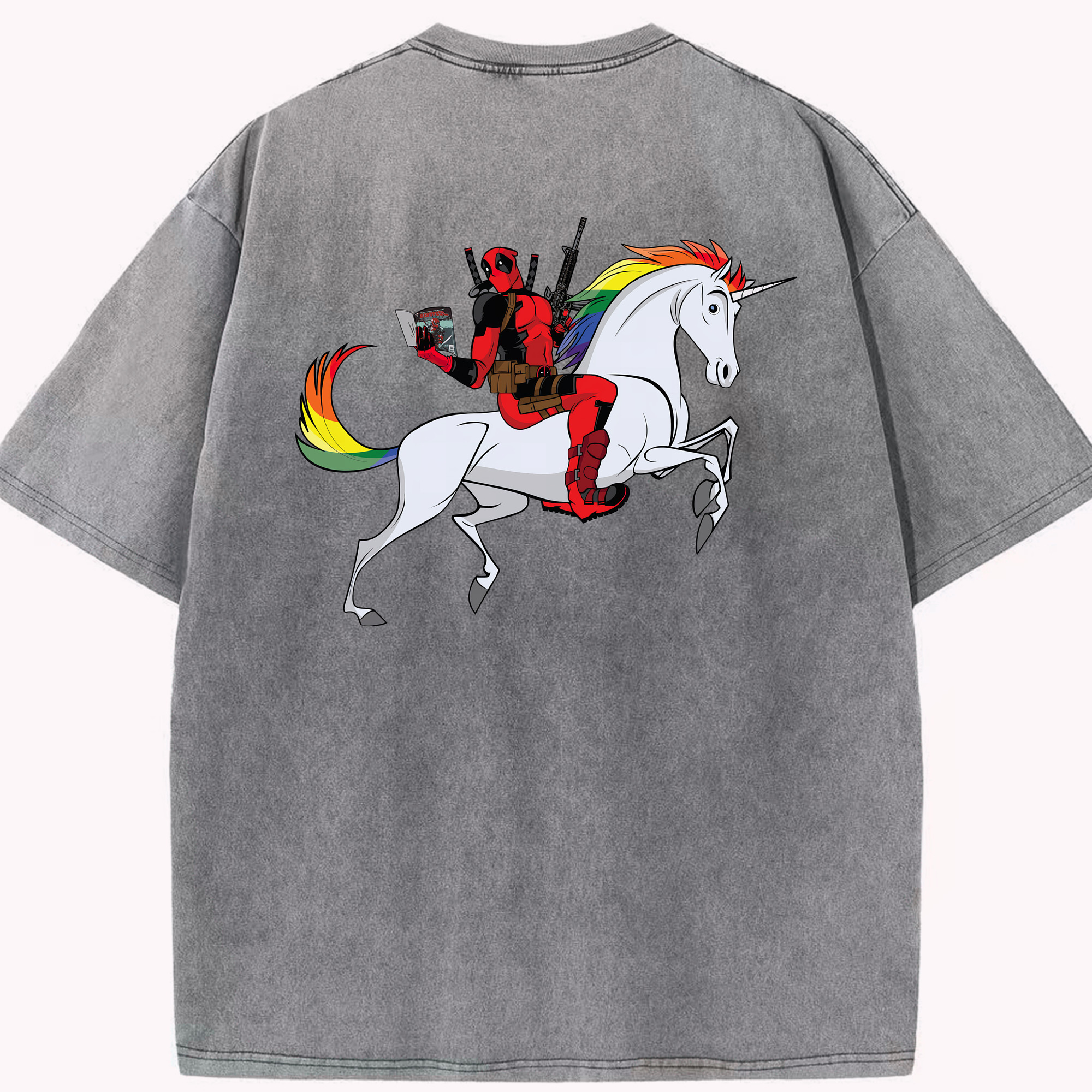 （画像用） Deadpool デッドプール 綿100% ヴィンテージ風 半袖Tシャツ（背面プリント）