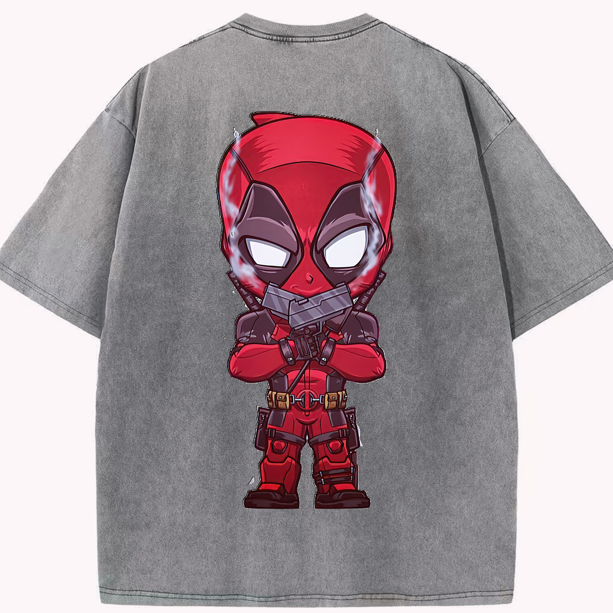 （画像用） Deadpool デッドプール 綿100% ヴィンテージ風 半袖Tシャツ（背面プリント）