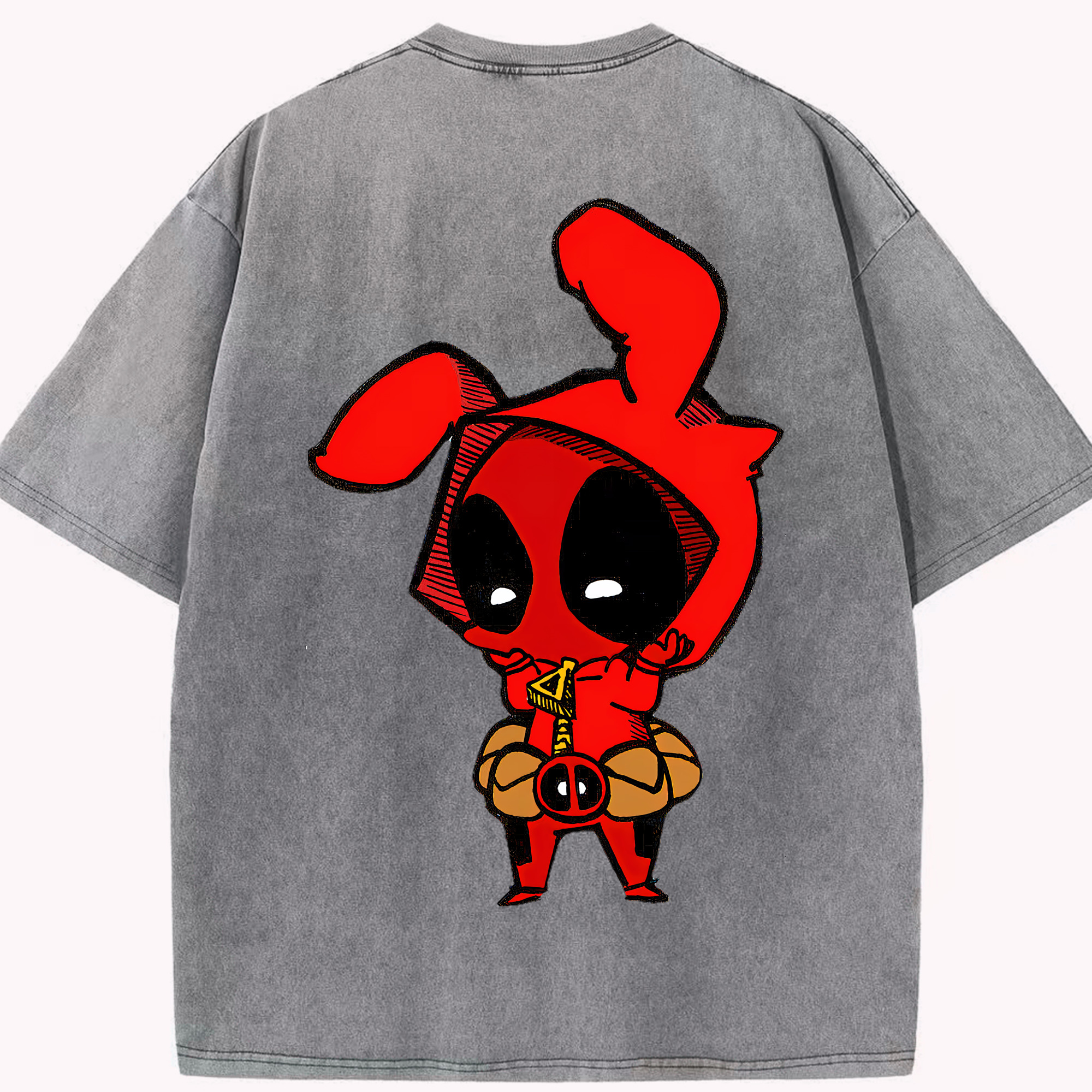 （画像用） Deadpool デッドプール 綿100% ヴィンテージ風 半袖Tシャツ（背面プリント）
