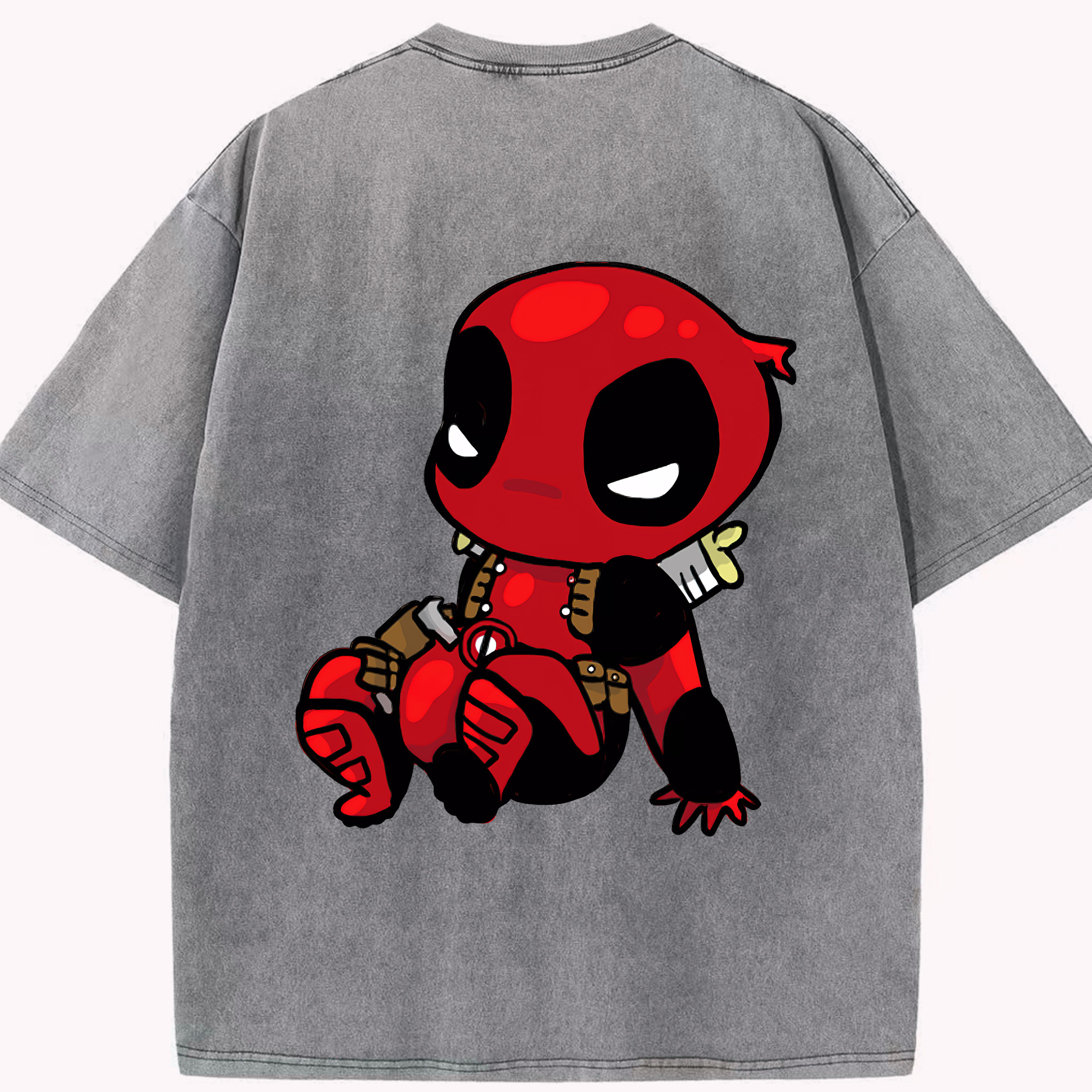 （画像用） Deadpool デッドプール 綿100% ヴィンテージ風 半袖Tシャツ（背面プリント）
