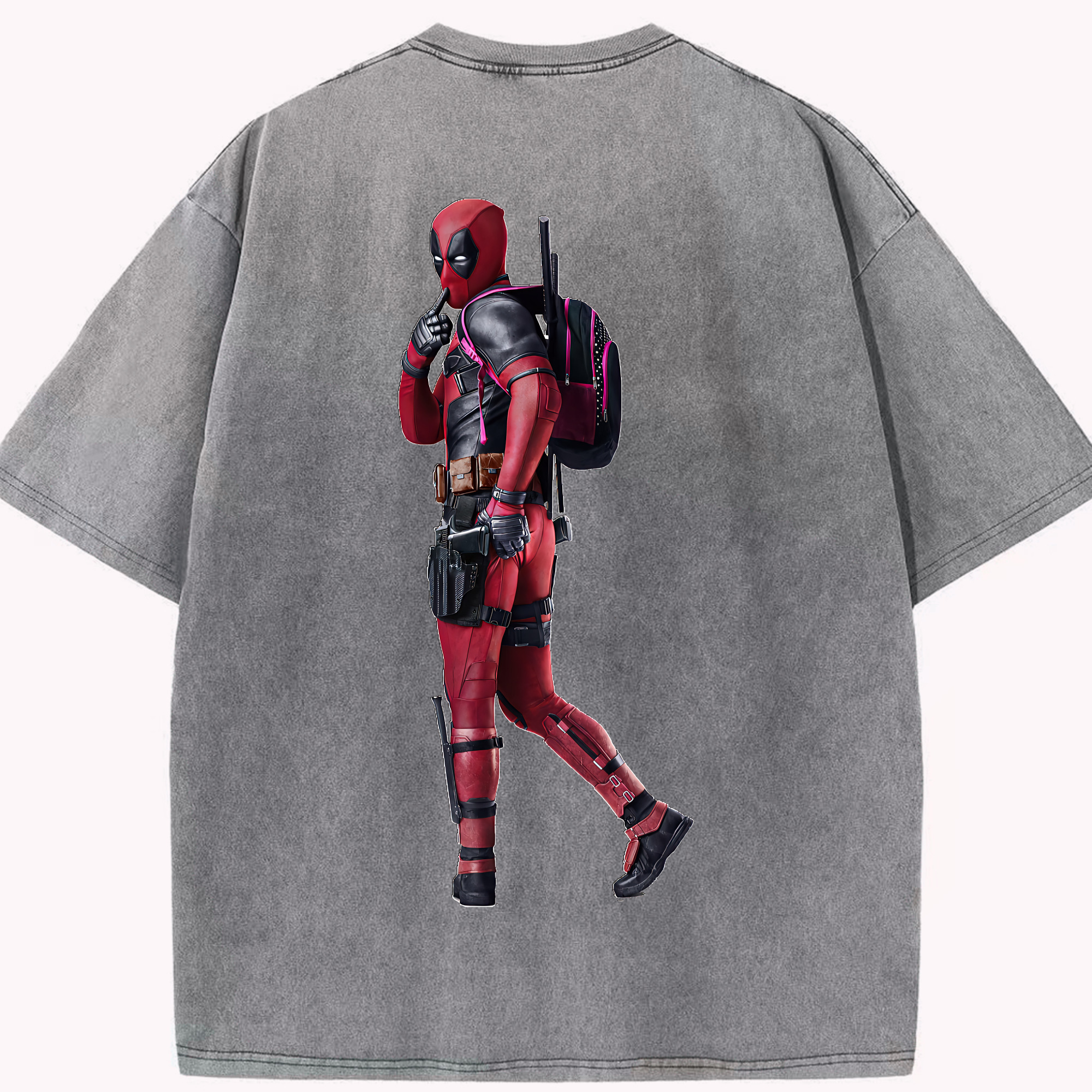 （画像用） Deadpool デッドプール 綿100% ヴィンテージ風 半袖Tシャツ（背面プリント）