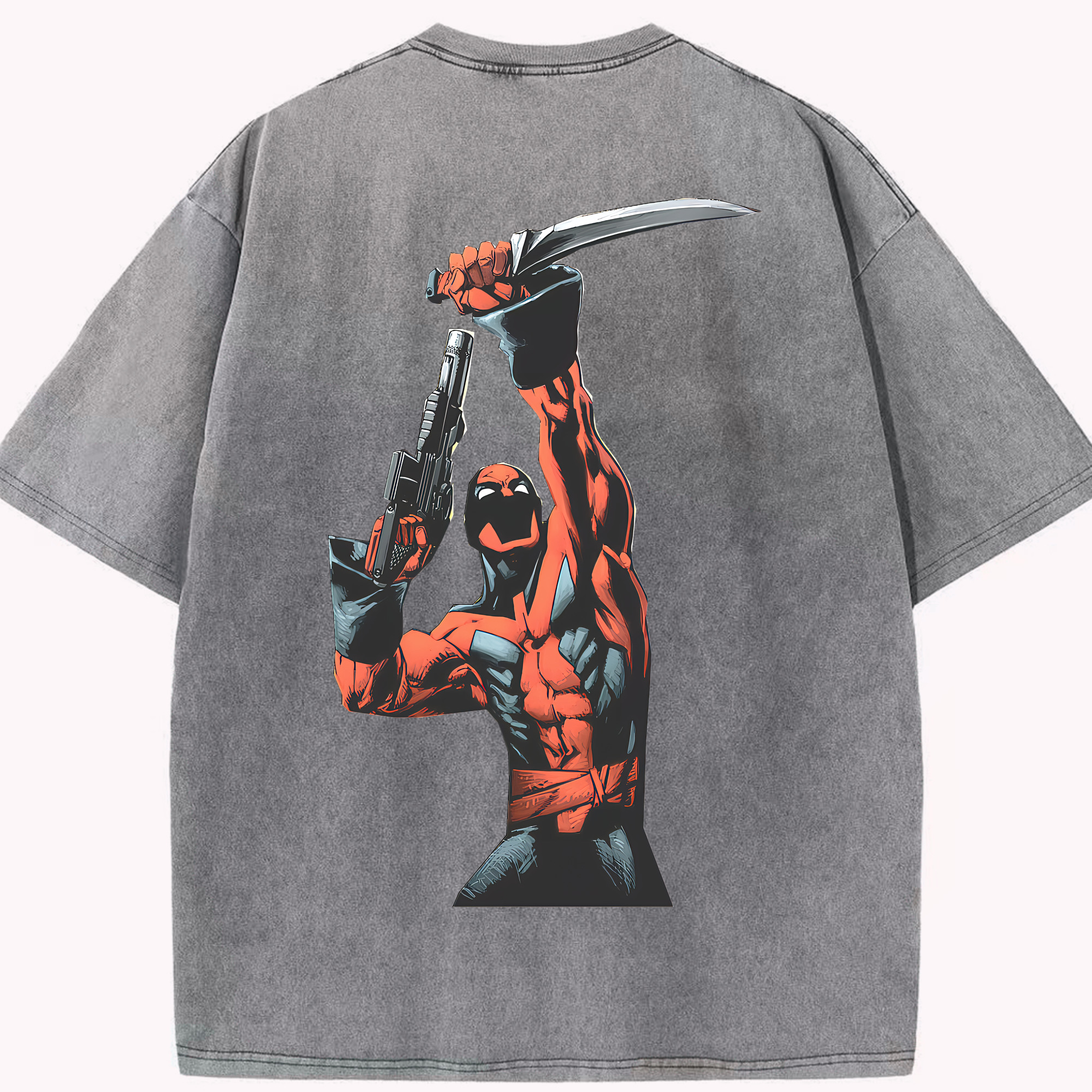 （画像用） Deadpool デッドプール 綿100% ヴィンテージ風 半袖Tシャツ（背面プリント）