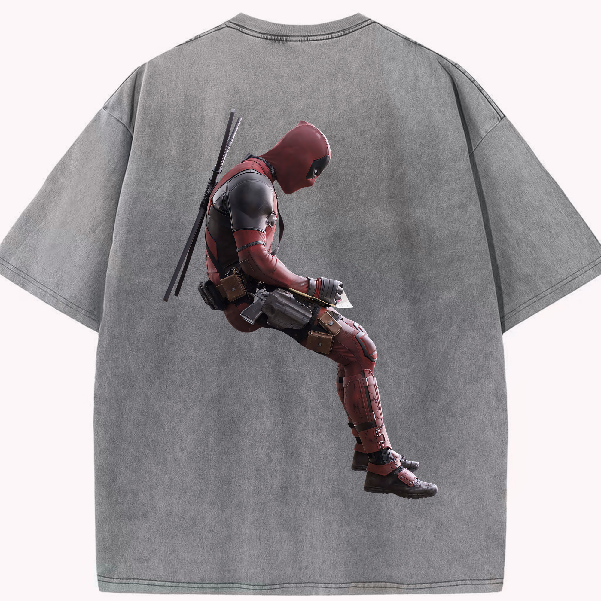 （画像用） Deadpool デッドプール 綿100% ヴィンテージ風 半袖Tシャツ（背面プリント）