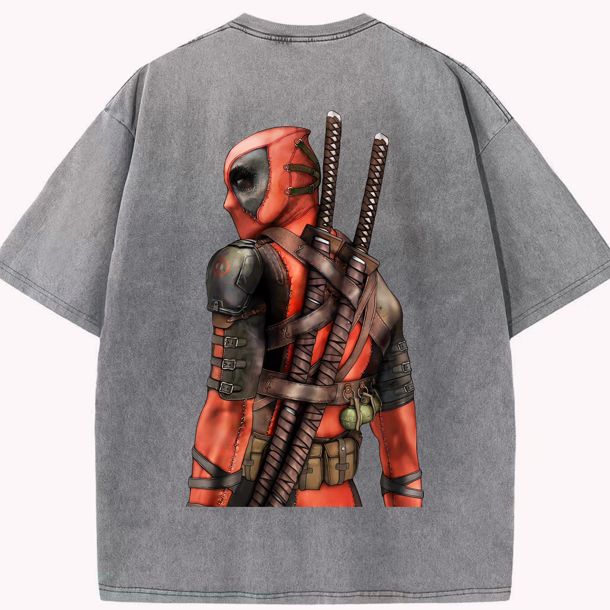 （画像用） Deadpool デッドプール 綿100% ヴィンテージ風 半袖Tシャツ（背面プリント）