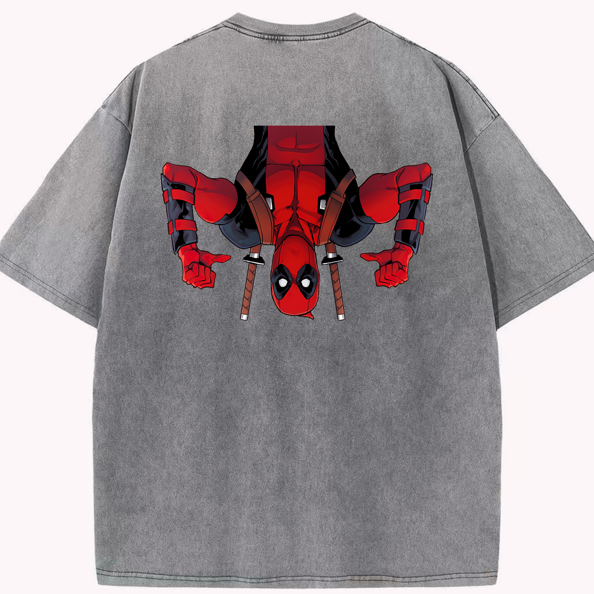 （画像用） Deadpool デッドプール 綿100% ヴィンテージ風 半袖Tシャツ（背面プリント）
