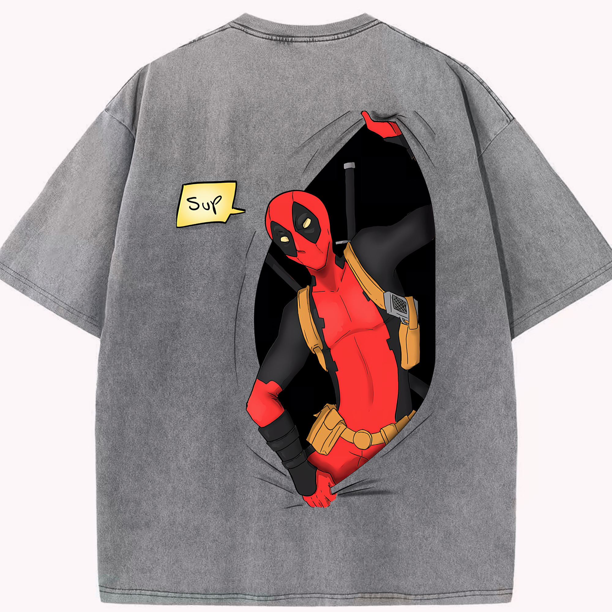 （画像用） Deadpool デッドプール 綿100% ヴィンテージ風 半袖Tシャツ（背面プリント）