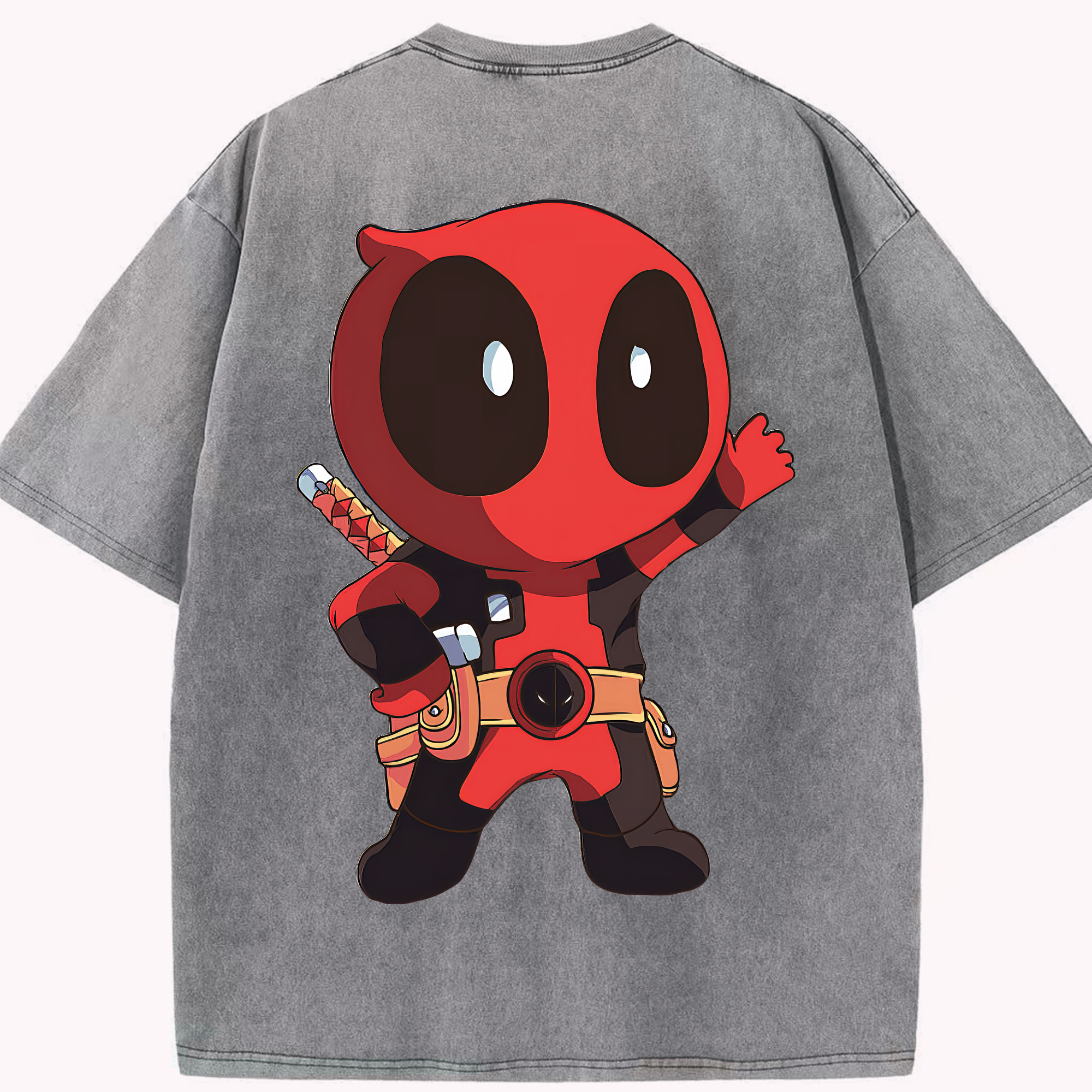 （画像用） Deadpool デッドプール 綿100% ヴィンテージ風 半袖Tシャツ（背面プリント）