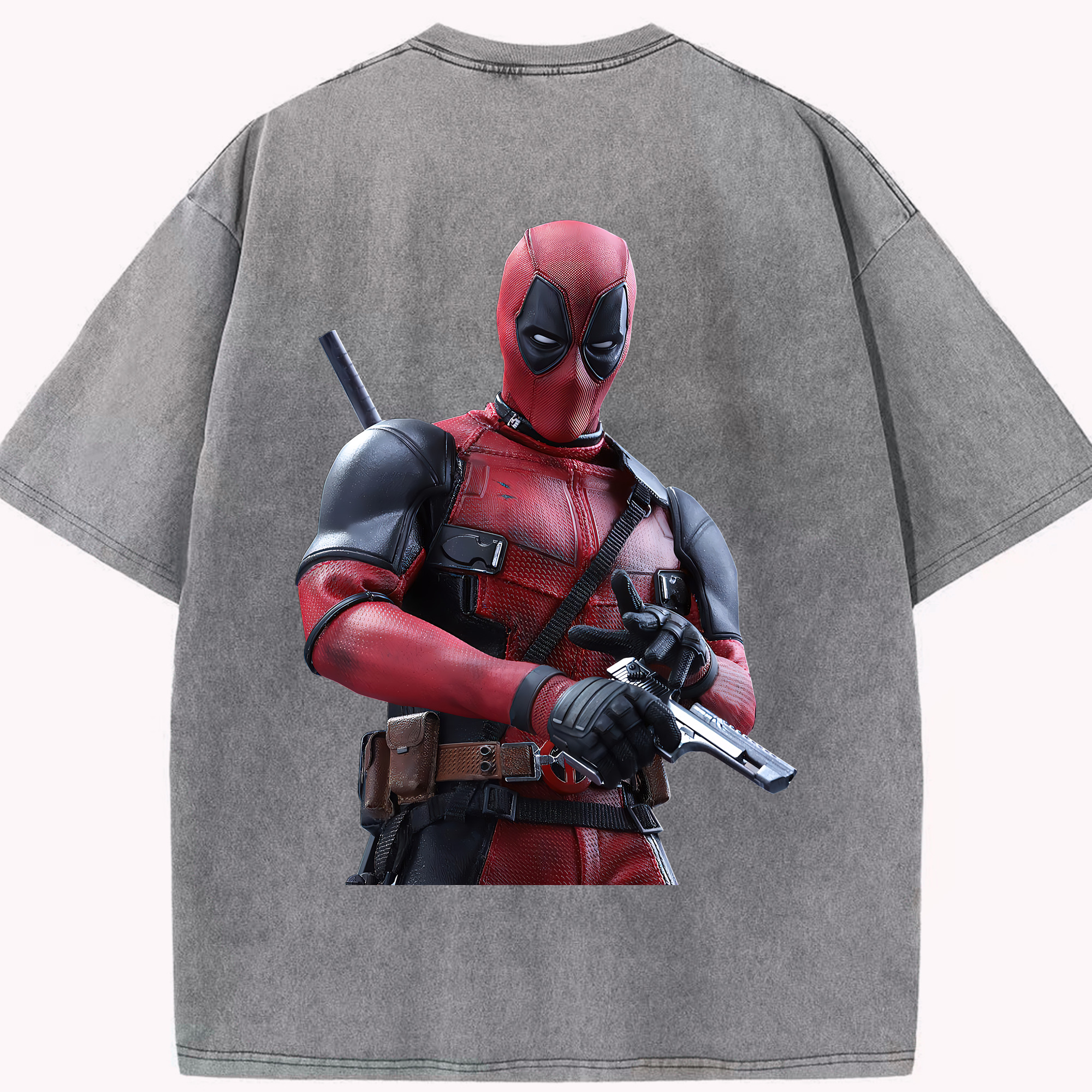 （画像用） Deadpool デッドプール 綿100% ヴィンテージ風 半袖Tシャツ（背面プリント）