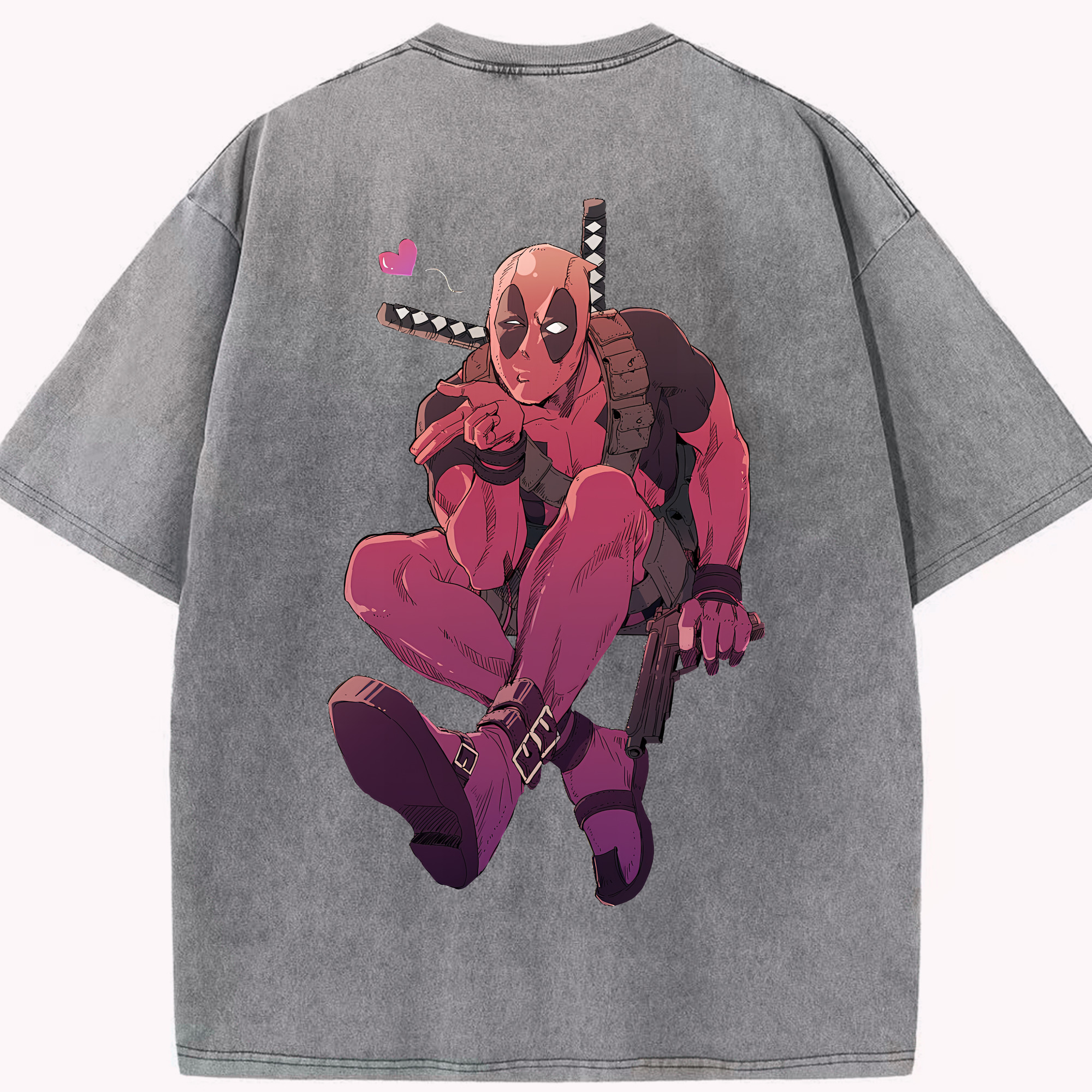 （画像用） Deadpool デッドプール 綿100% ヴィンテージ風 半袖Tシャツ（背面プリント）