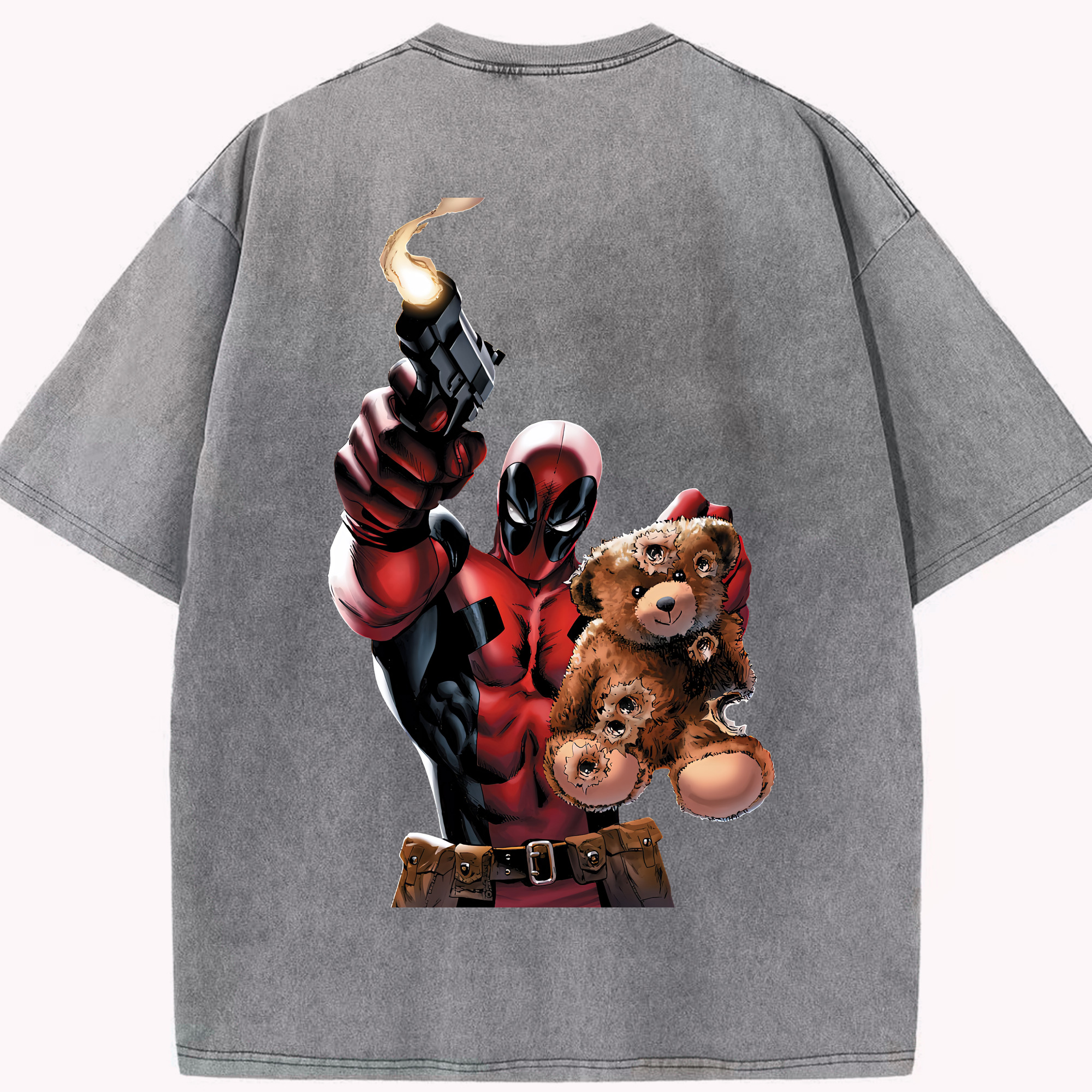 （画像用） Deadpool デッドプール 綿100% ヴィンテージ風 半袖Tシャツ（背面プリント）