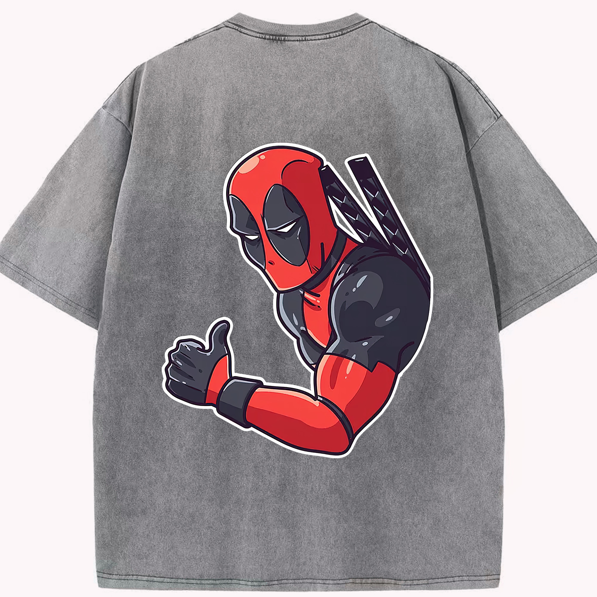 （画像用） Deadpool デッドプール 綿100% ヴィンテージ風 半袖Tシャツ（背面プリント）