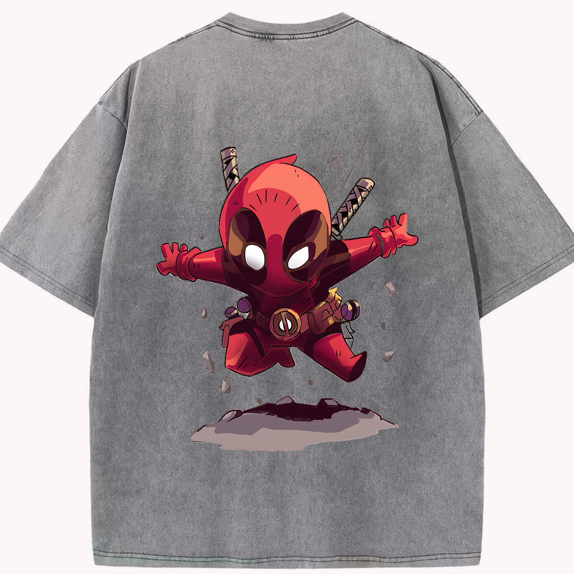 （画像用） Deadpool デッドプール 綿100% ヴィンテージ風 半袖Tシャツ（背面プリント）