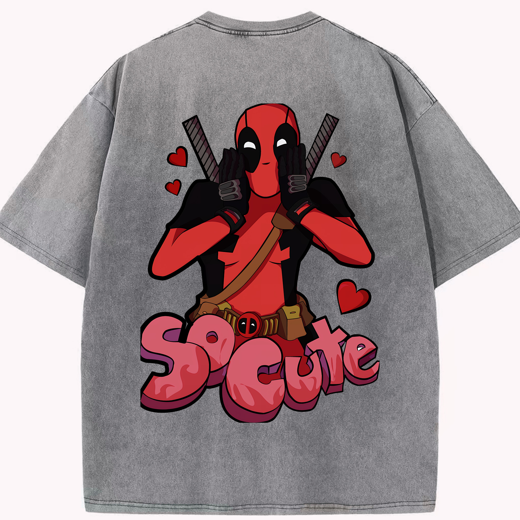 （画像用） Deadpool デッドプール 綿100% ヴィンテージ風 半袖Tシャツ（背面プリント）