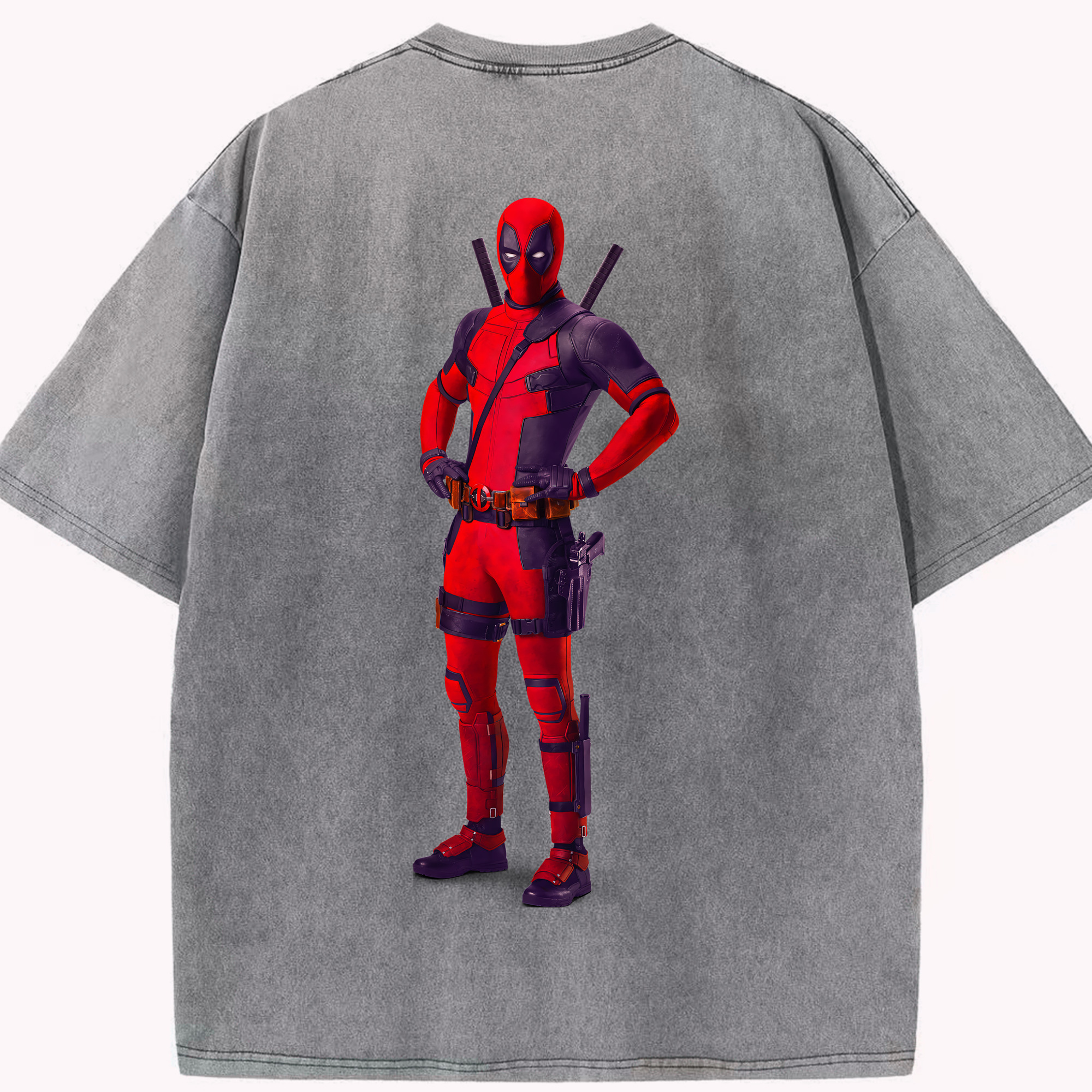 （画像用） Deadpool デッドプール 綿100% ヴィンテージ風 半袖Tシャツ（背面プリント）