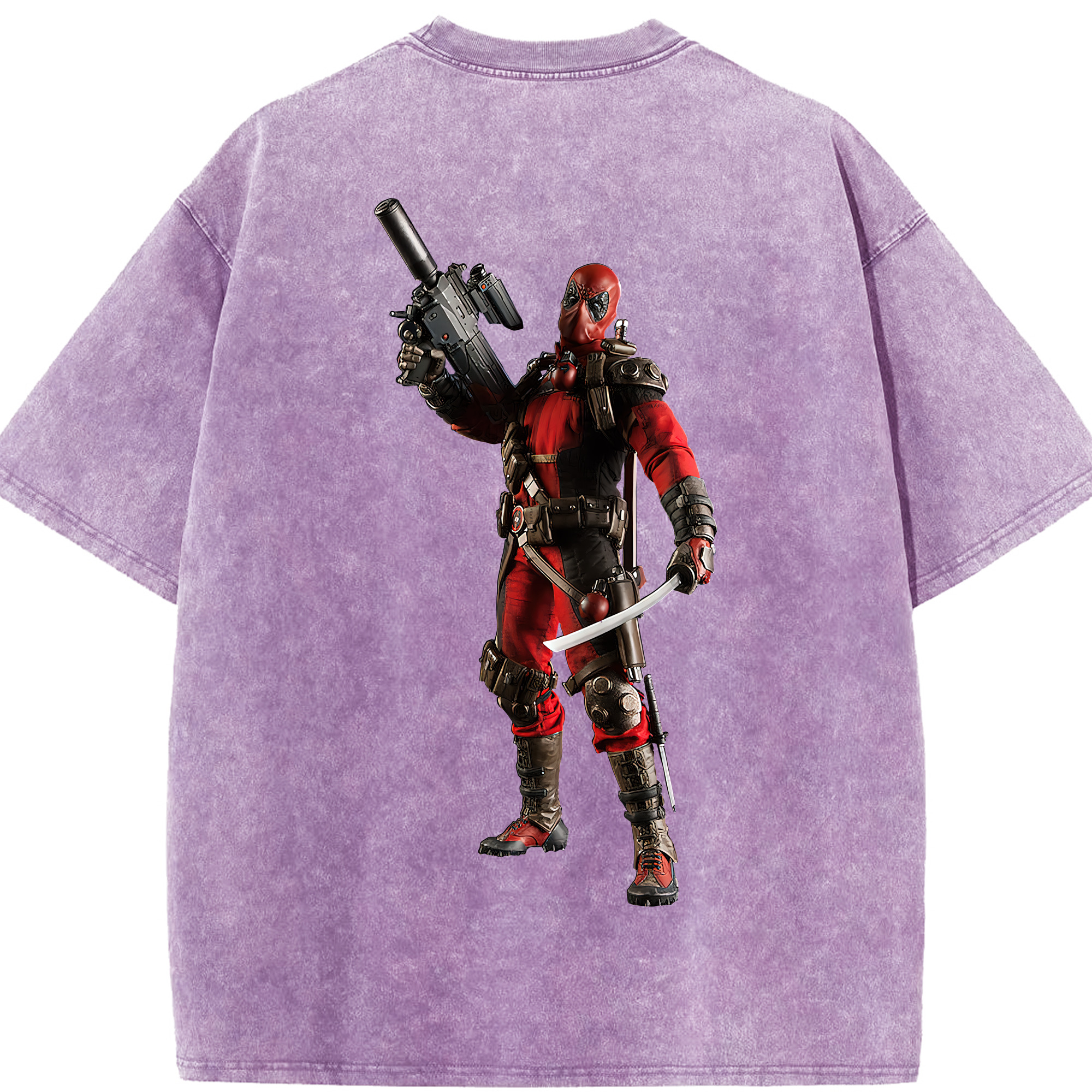 （画像用） Deadpool デッドプール 綿100% ヴィンテージ風 半袖Tシャツ（背面プリント）