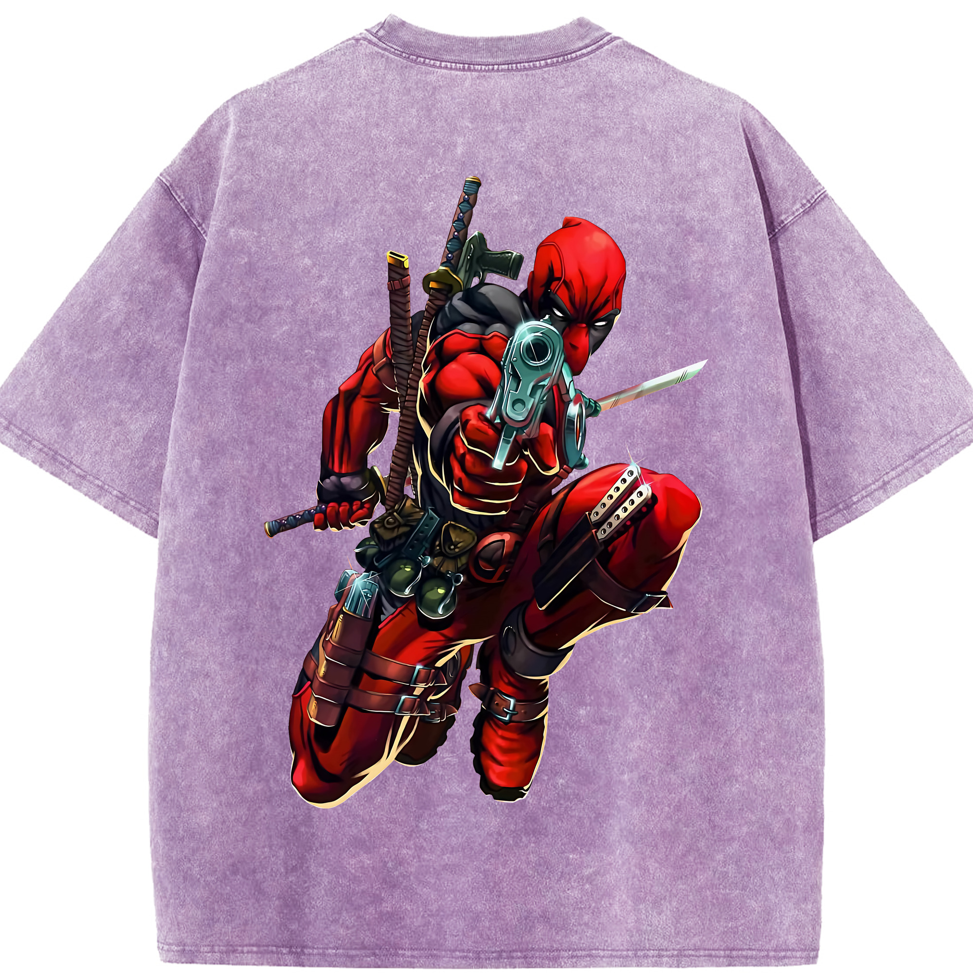 （画像用） Deadpool デッドプール 綿100% ヴィンテージ風 半袖Tシャツ（背面プリント）