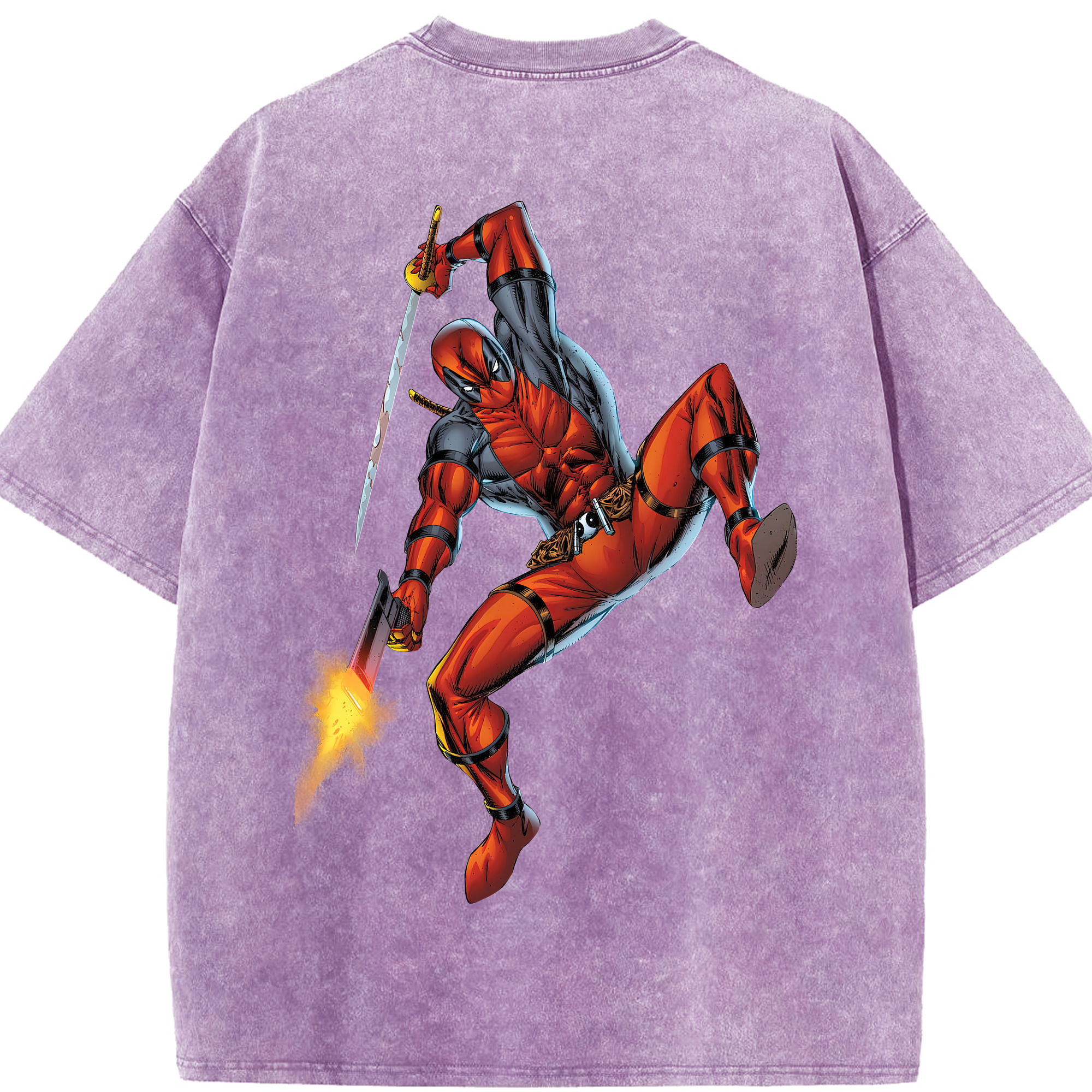 （画像用） Deadpool デッドプール 綿100% ヴィンテージ風 半袖Tシャツ（背面プリント）