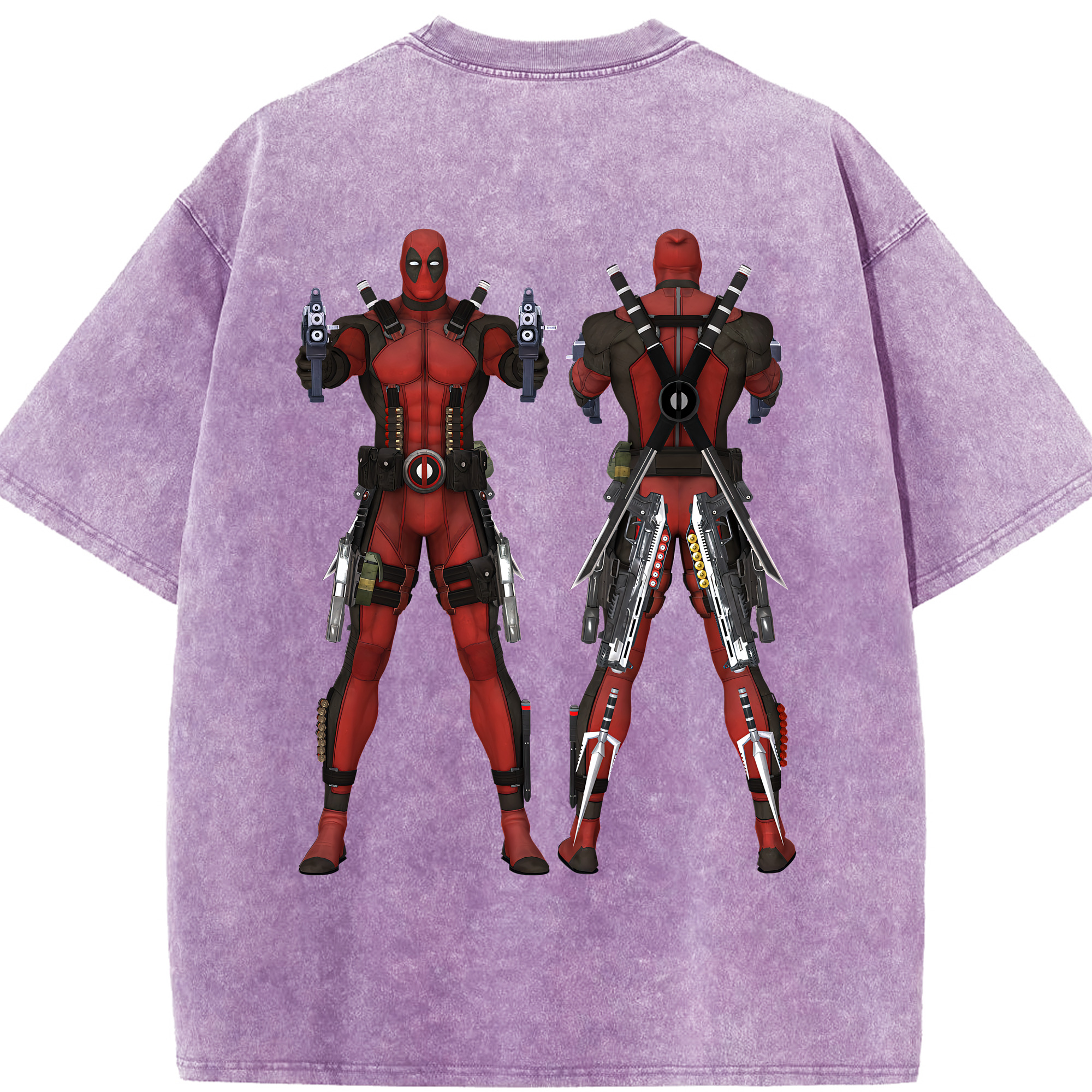 （画像用） Deadpool デッドプール 綿100% ヴィンテージ風 半袖Tシャツ（背面プリント）