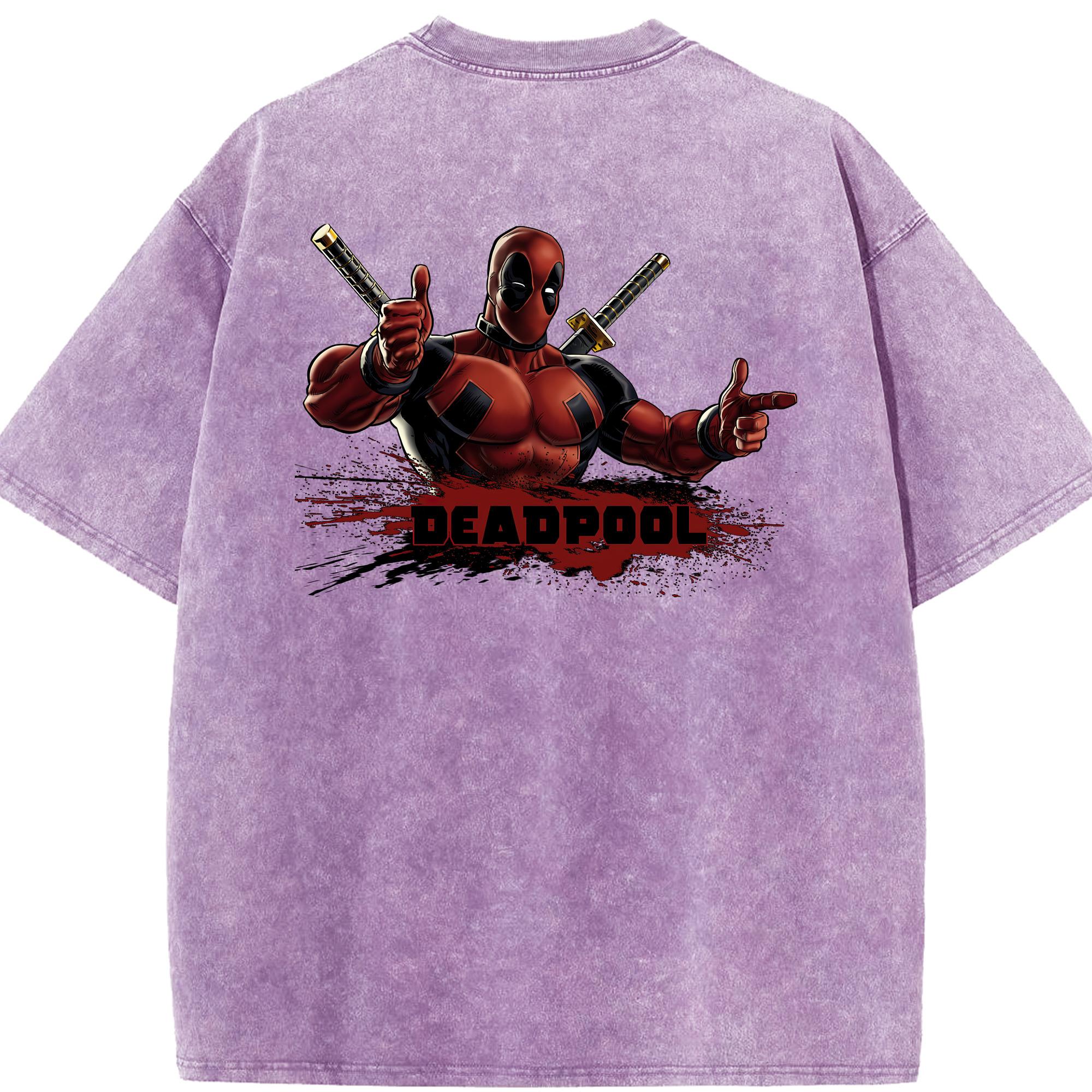 （画像用） Deadpool デッドプール 綿100% ヴィンテージ風 半袖Tシャツ（背面プリント）