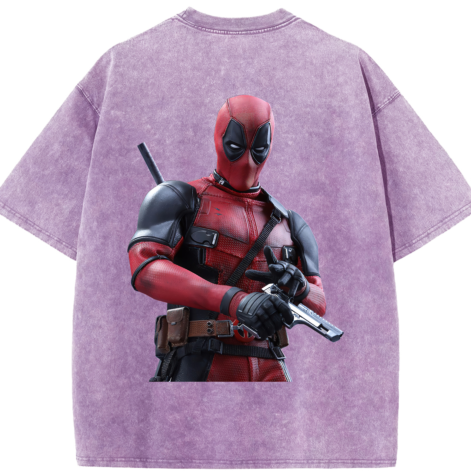 （画像用） Deadpool デッドプール 綿100% ヴィンテージ風 半袖Tシャツ（背面プリント）