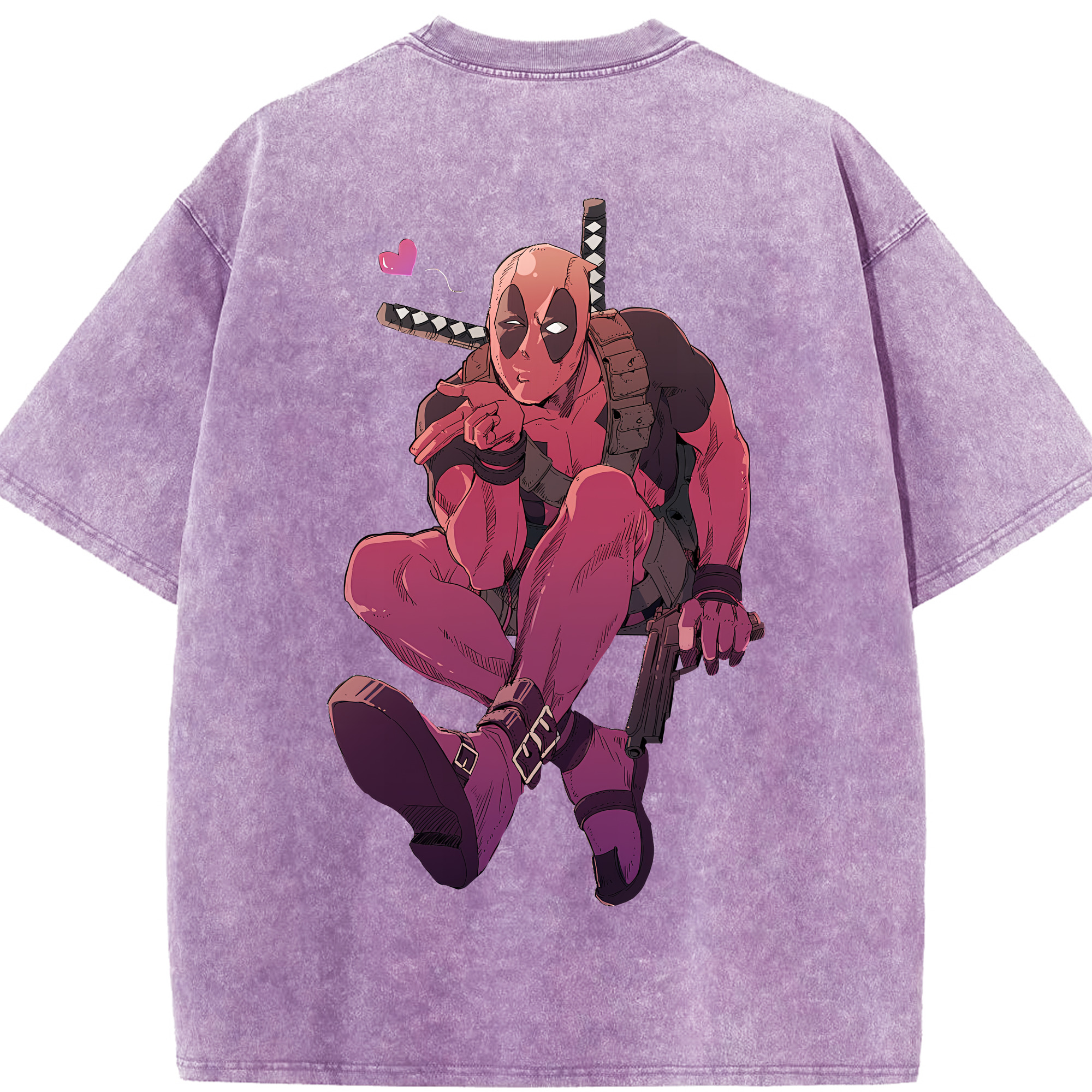 （画像用） Deadpool デッドプール 綿100% ヴィンテージ風 半袖Tシャツ（背面プリント）