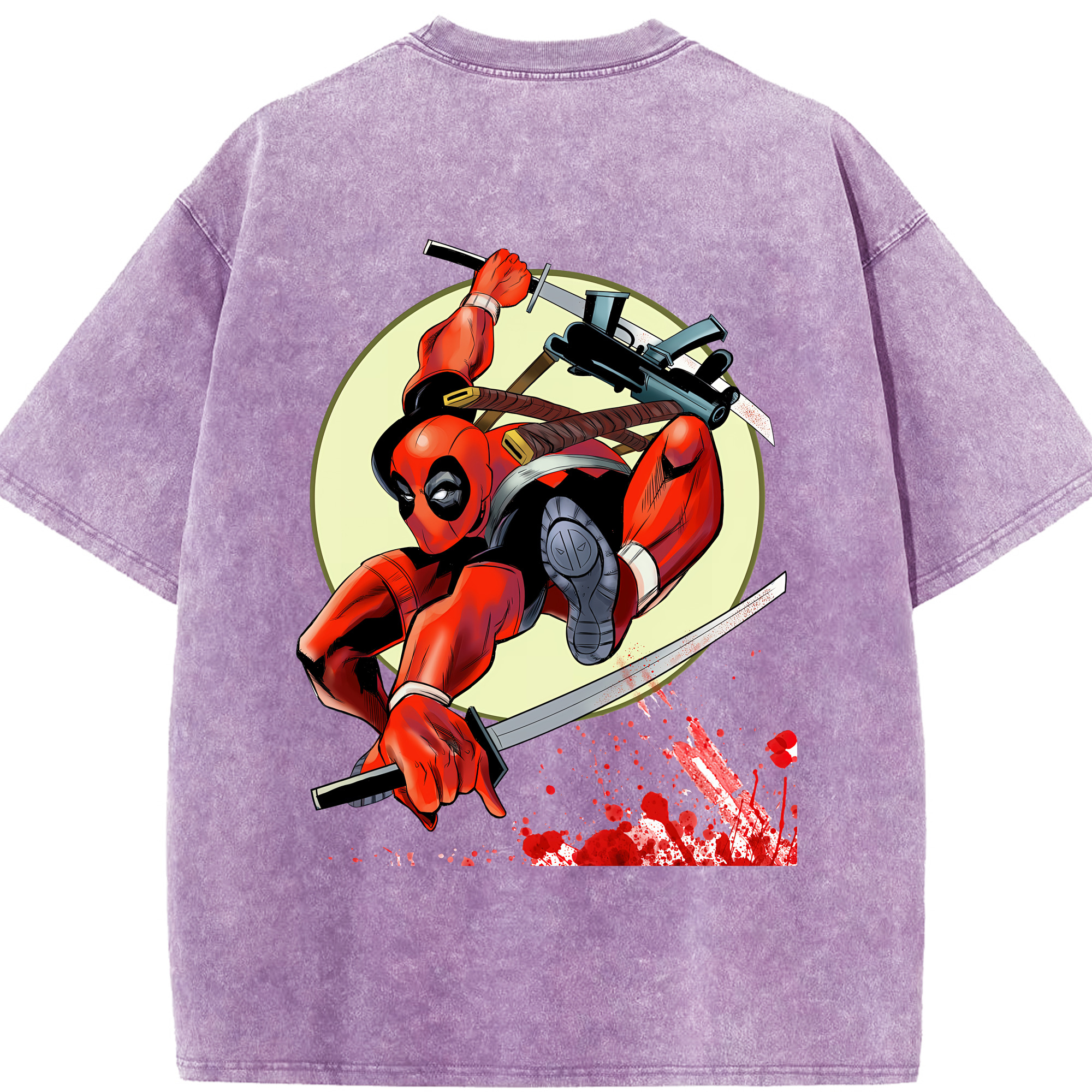 （画像用） Deadpool デッドプール 綿100% ヴィンテージ風 半袖Tシャツ（背面プリント）