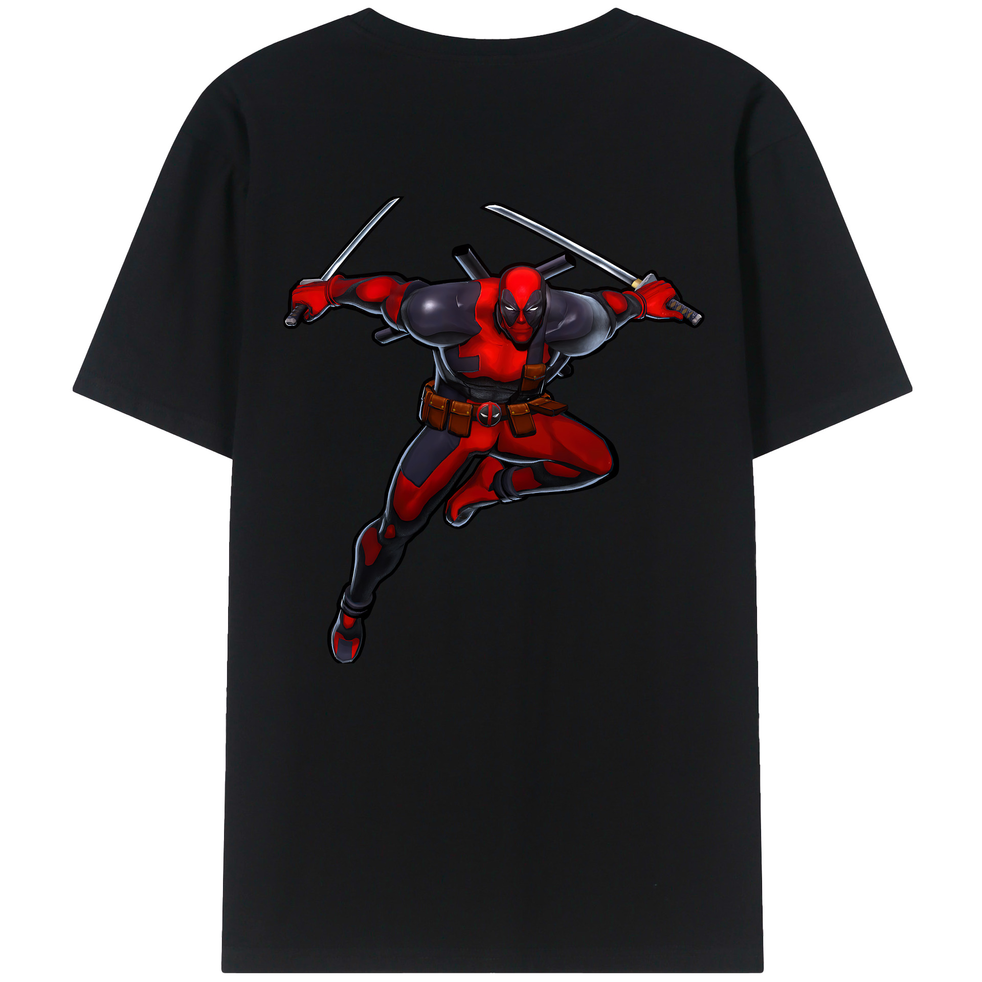 （画像用） Deadpool デッドプール 綿100％ メンズ半袖Tシャツ（バックプリント） 通気性