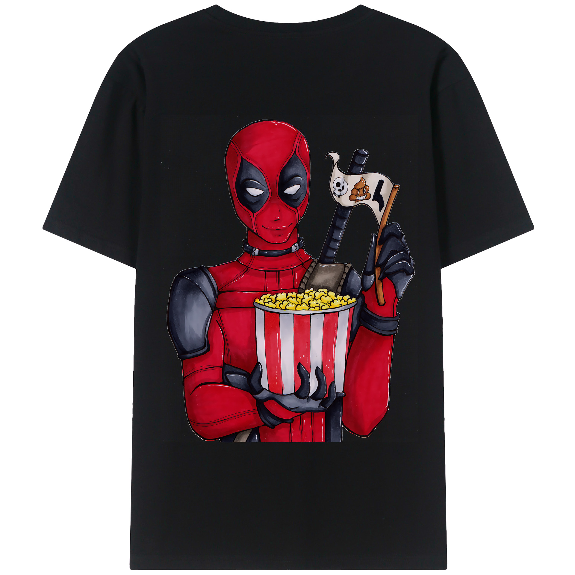 （画像用） Deadpool デッドプール 綿100％ メンズ半袖Tシャツ（バックプリント） 通気性