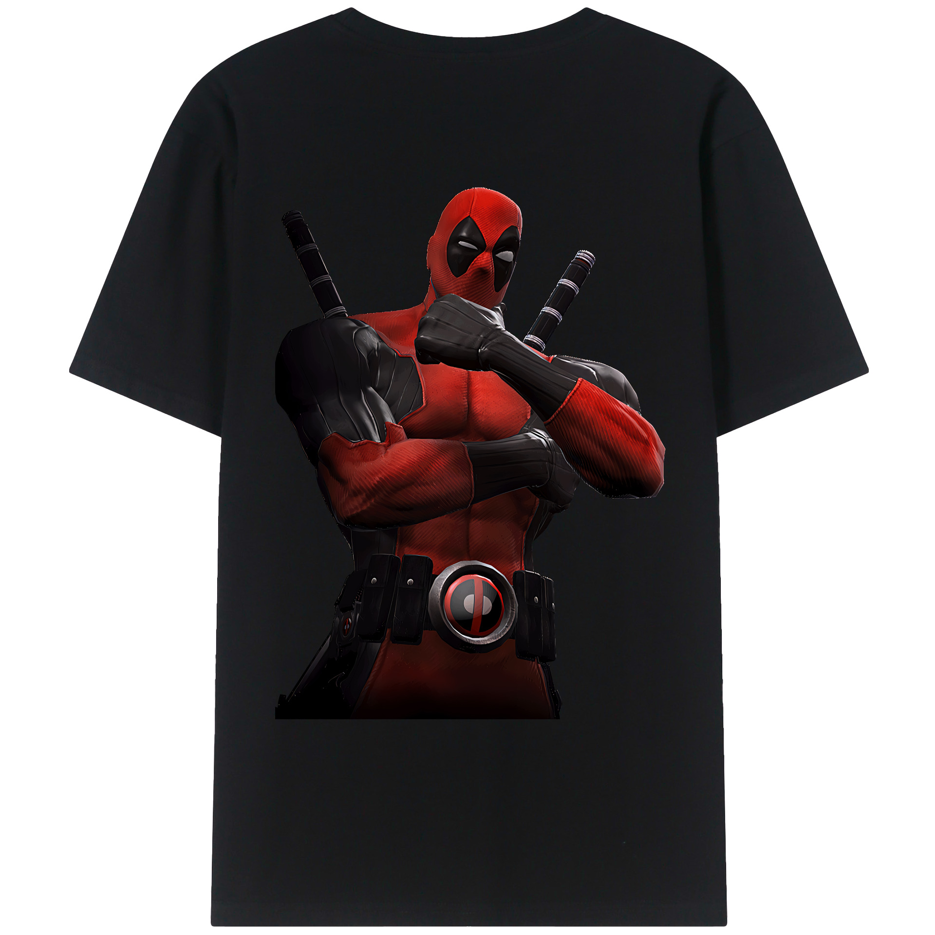 （画像用） Deadpool デッドプール 綿100％ メンズ半袖Tシャツ（バックプリント） 通気性