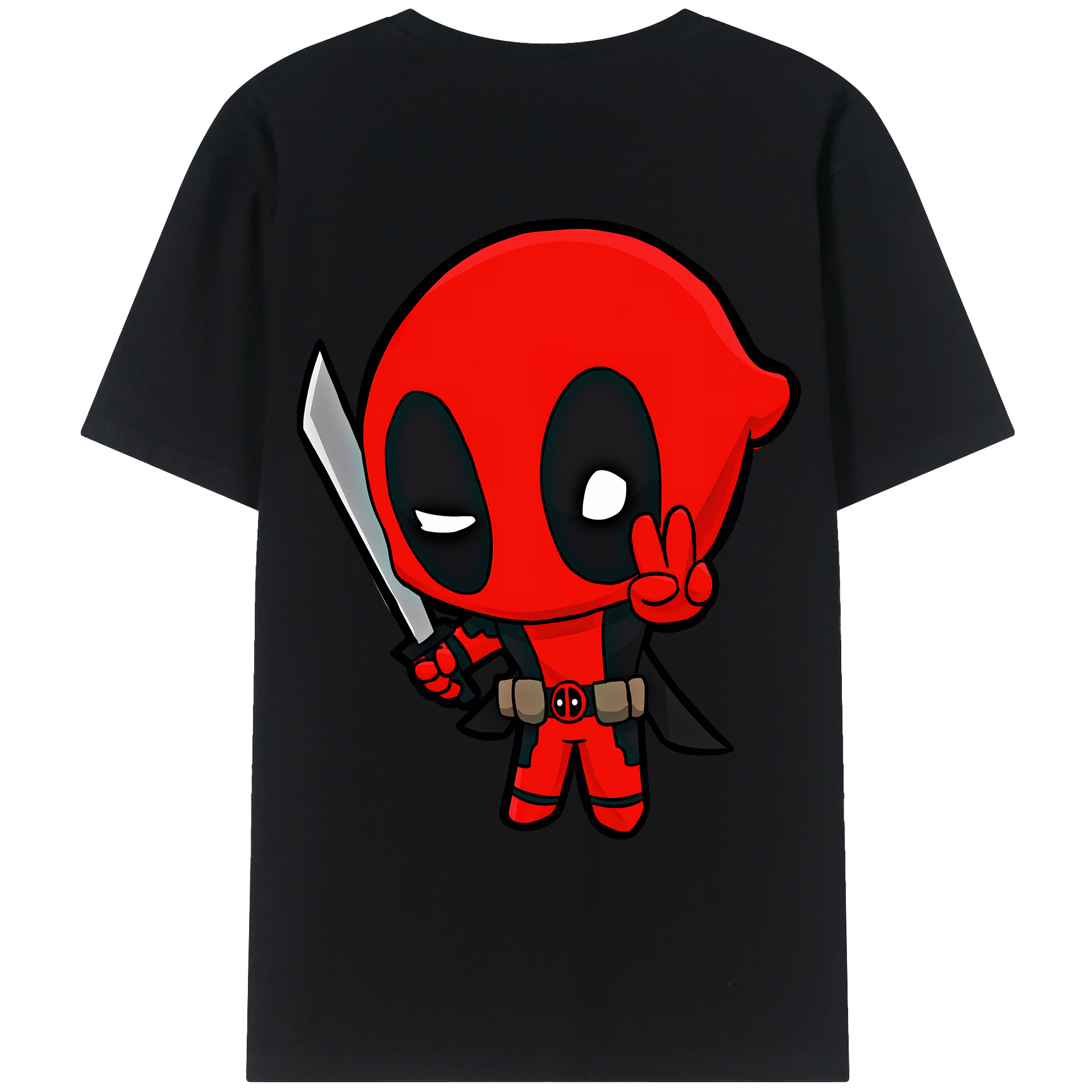 （画像用） Deadpool デッドプール 綿100％ メンズ半袖Tシャツ（バックプリント） 通気性