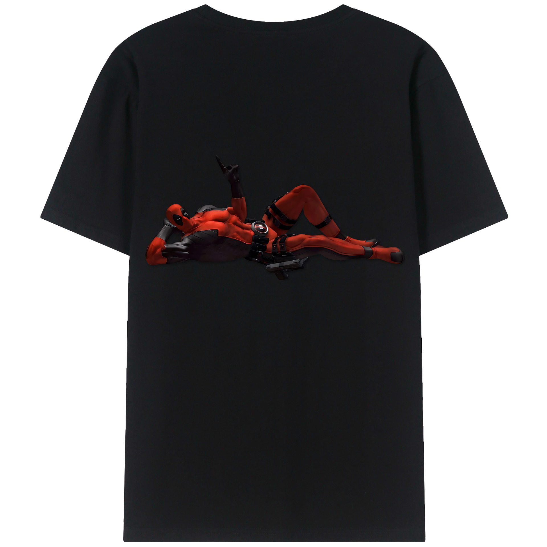 （画像用） Deadpool デッドプール 綿100％ メンズ半袖Tシャツ（バックプリント） 通気性