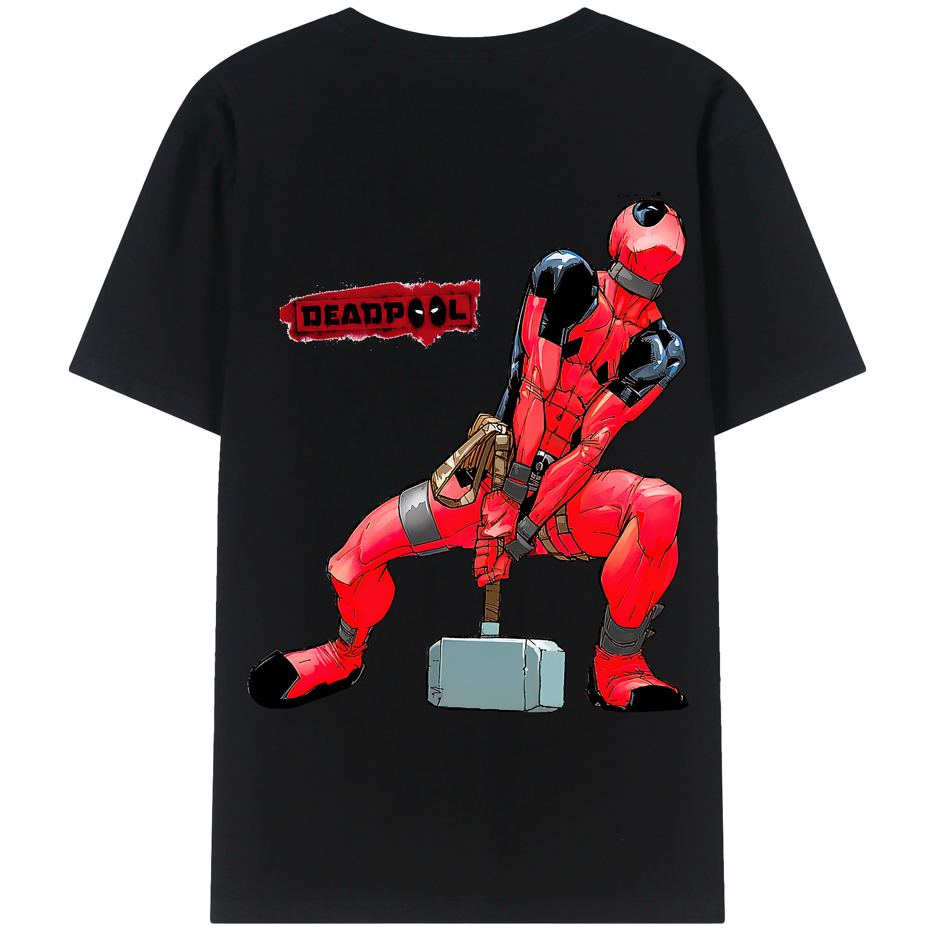 （画像用） Deadpool デッドプール 綿100％ メンズ半袖Tシャツ（バックプリント） 通気性