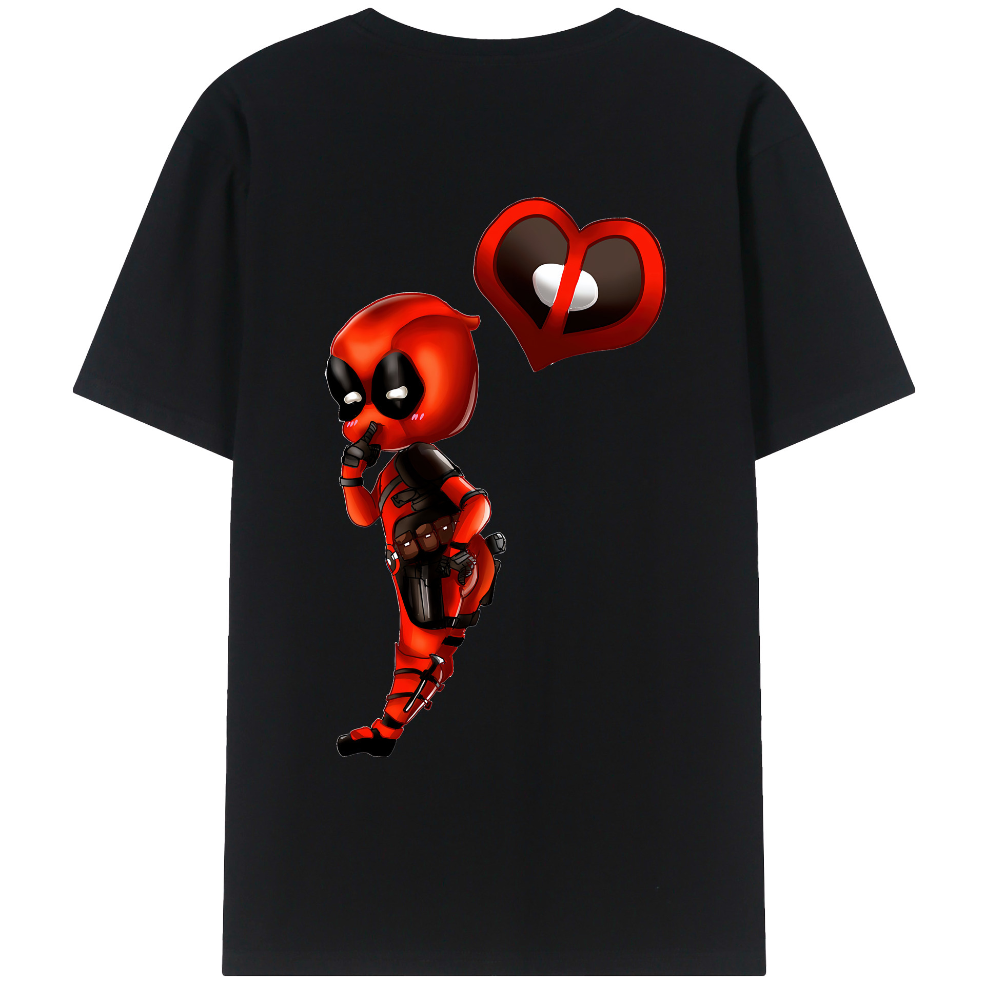 （画像用） Deadpool デッドプール 綿100％ メンズ半袖Tシャツ（バックプリント） 通気性
