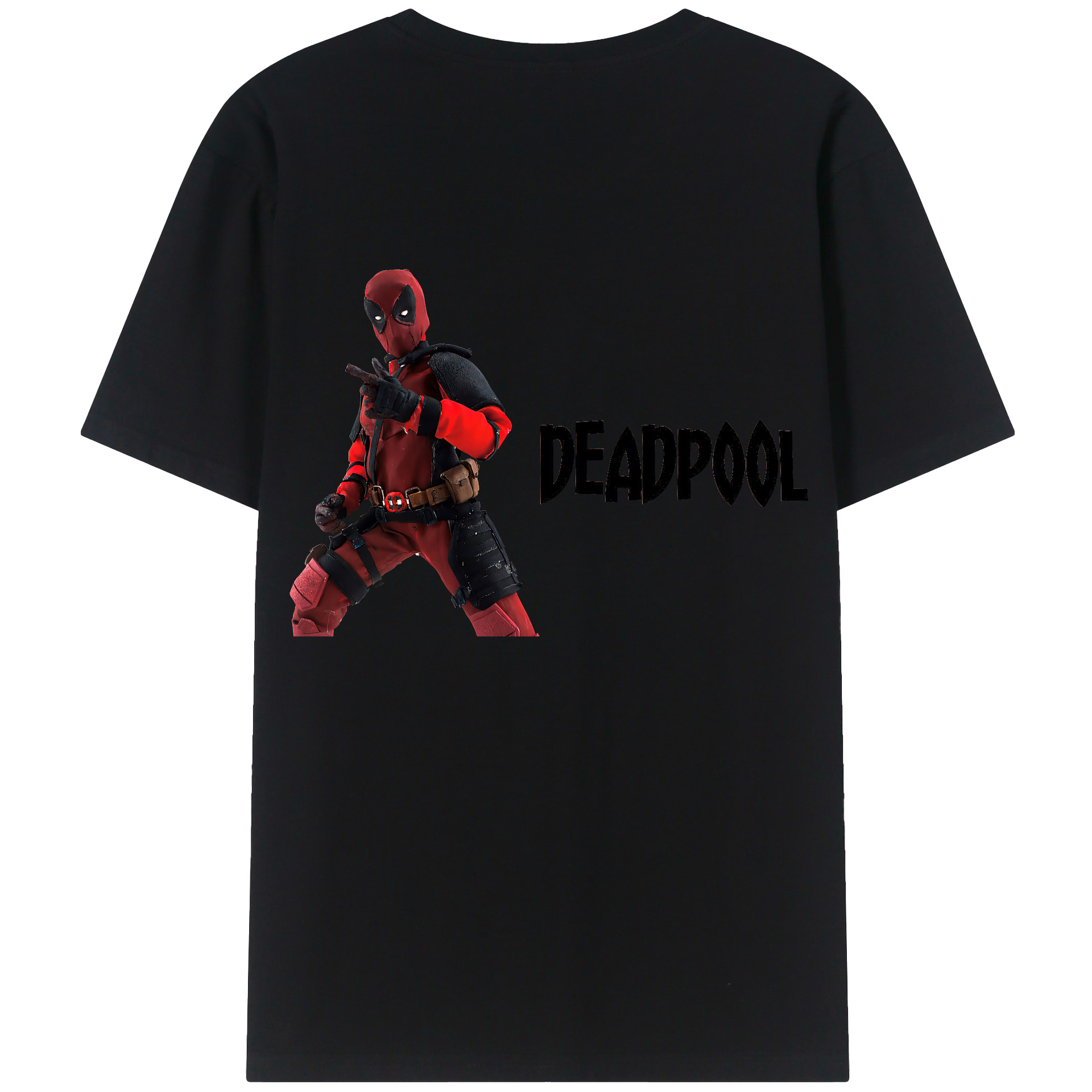 （画像用） Deadpool デッドプール 綿100％ メンズ半袖Tシャツ（バックプリント） 通気性
